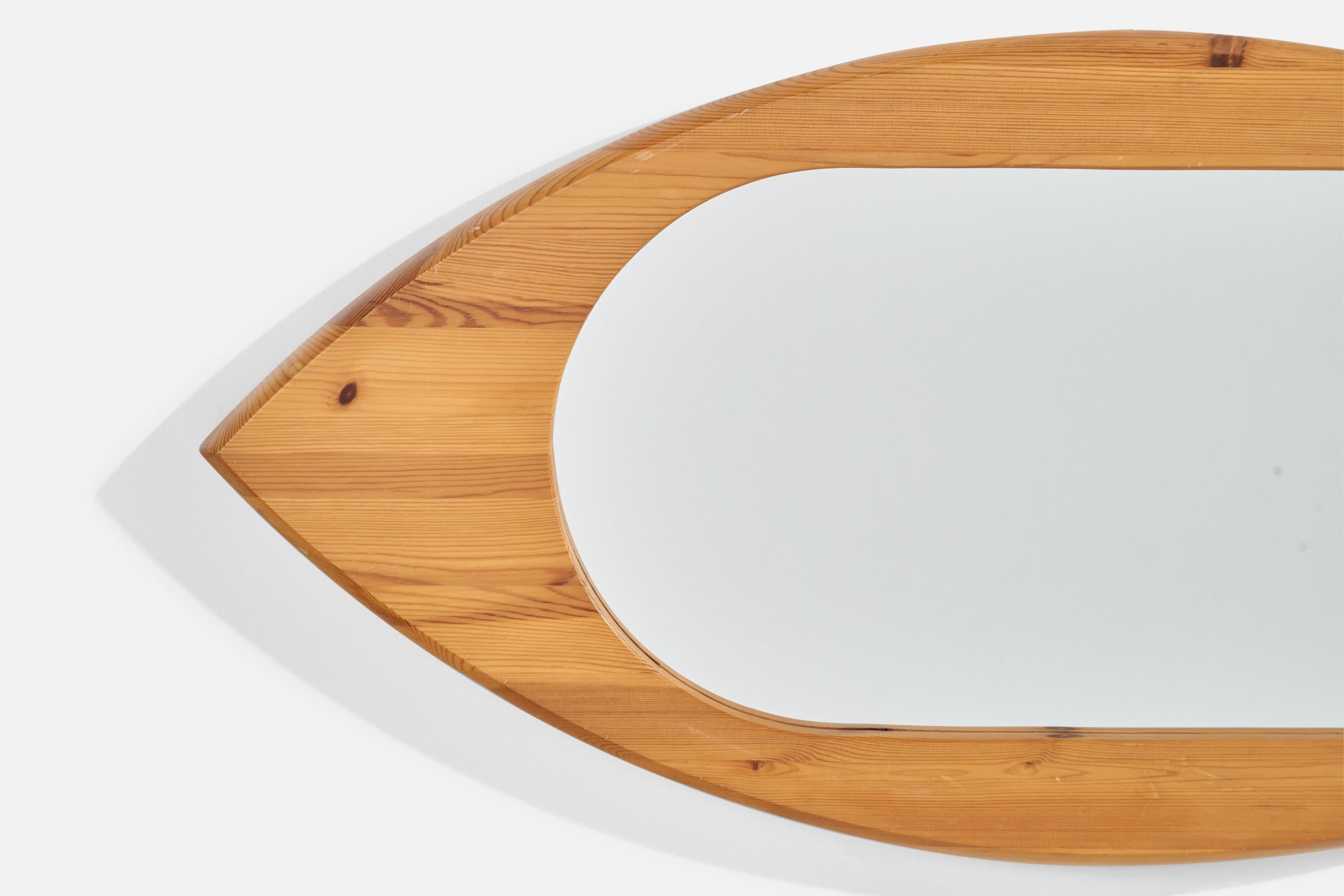 Swedish Designer, Wall Mirror, Pine, Sweden, 1970s For Sale 1