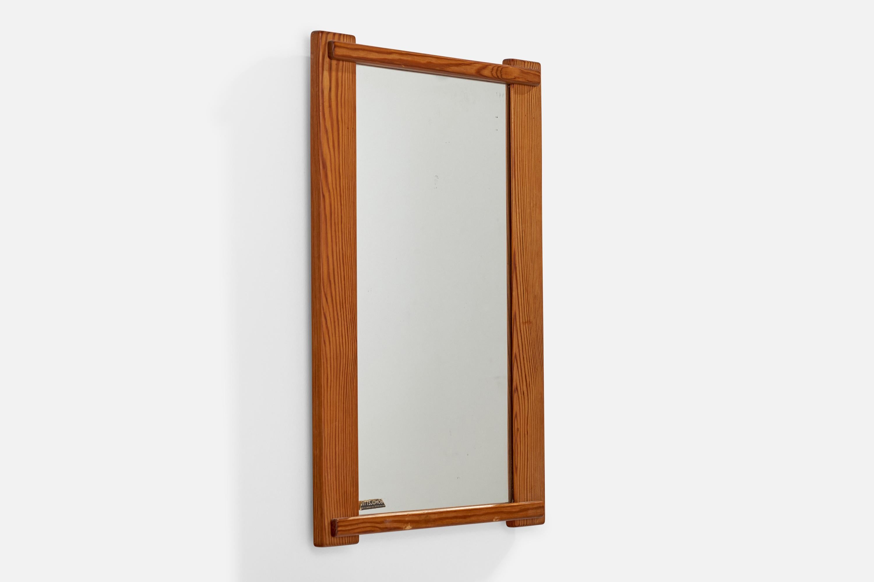 Swedish Designer, Wall Mirror, Pine, Sweden, 1970s For Sale 2