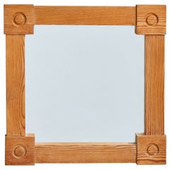 Diseñador sueco, Espejo de pared, Pino, Suecia, Años 70
