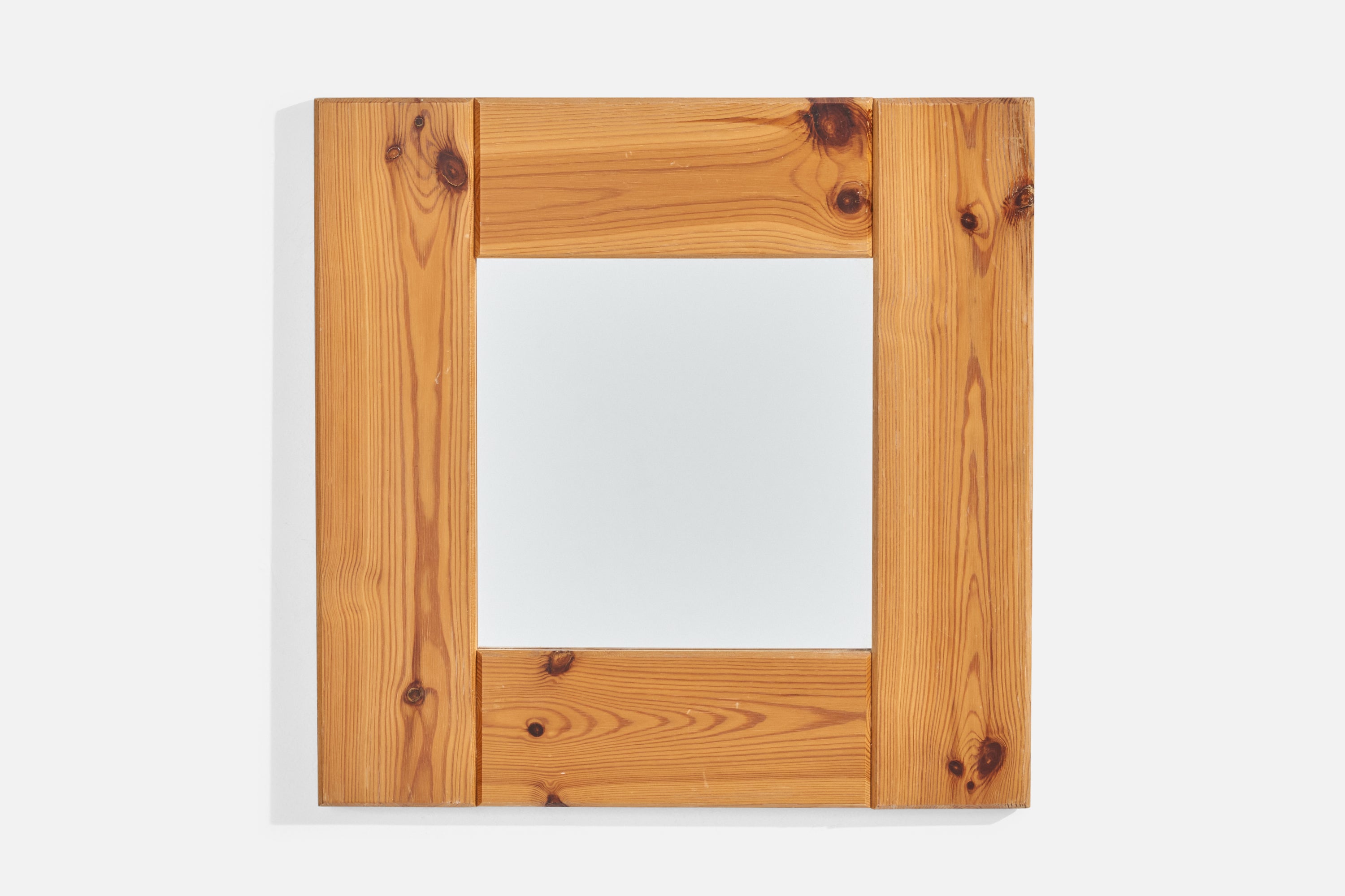 Swedish Designer, Wall Mirror, Pine, Sweden, 1970s