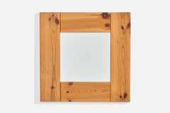 Vintage Swedish Designer, Wall Mirror, Pine, Sweden, 1970s