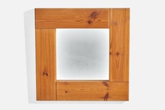 Swedish Designer, Wall Mirror, Pine, Sweden, 1970s