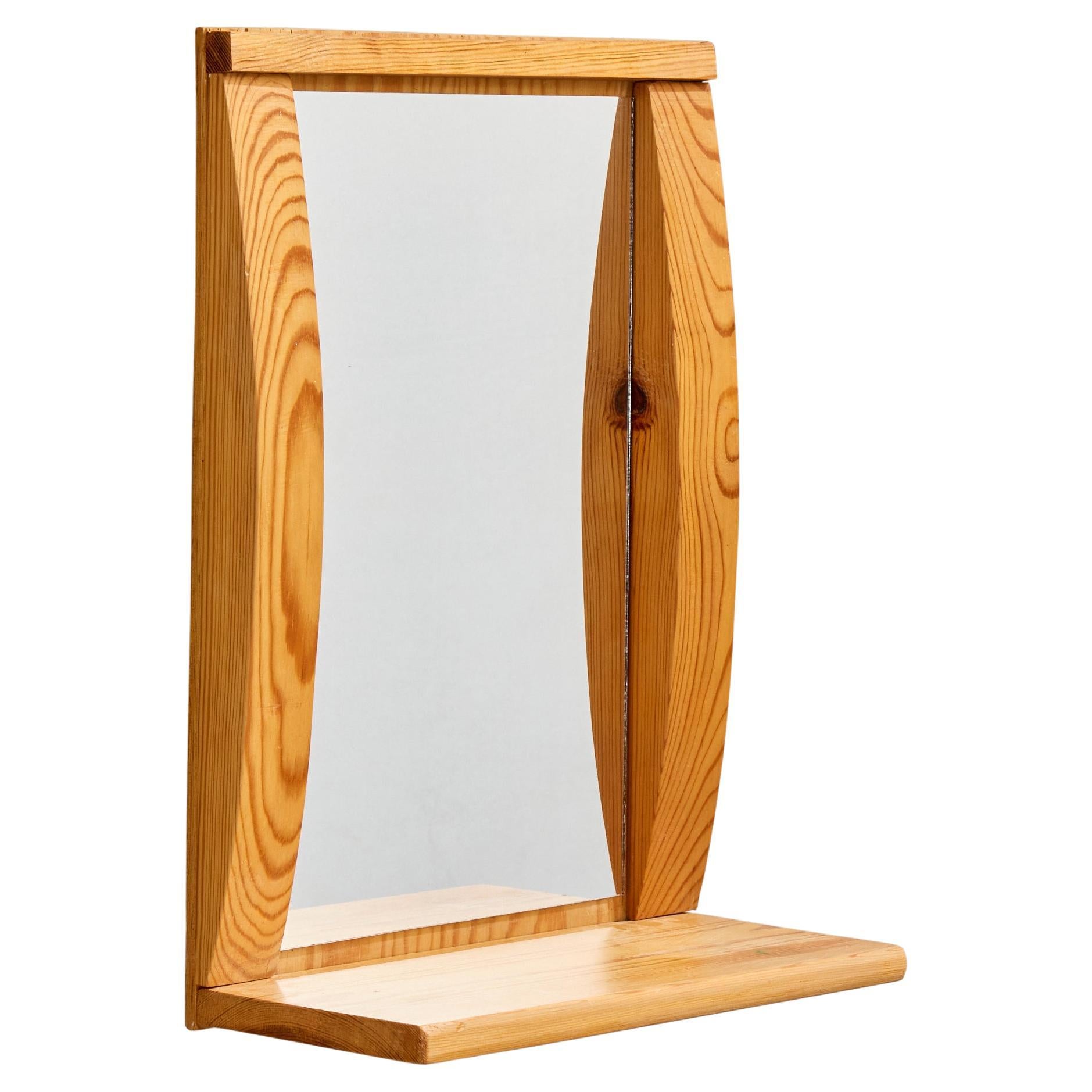 Designer suédois, miroir mural, pin, Suède, 1970 en vente