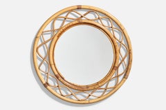 Swedish Designer, Wall Mirror, Rattan, Bamboo, Sweden, 1950s