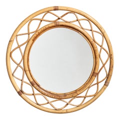 Swedish Designer, Wall Mirror, Rattan, Bamboo, Sweden, 1950s