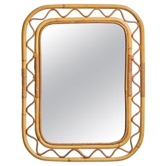 Swedish Designer, Wall Mirror, Rattan, Bamboo, Sweden, c. 1950s
