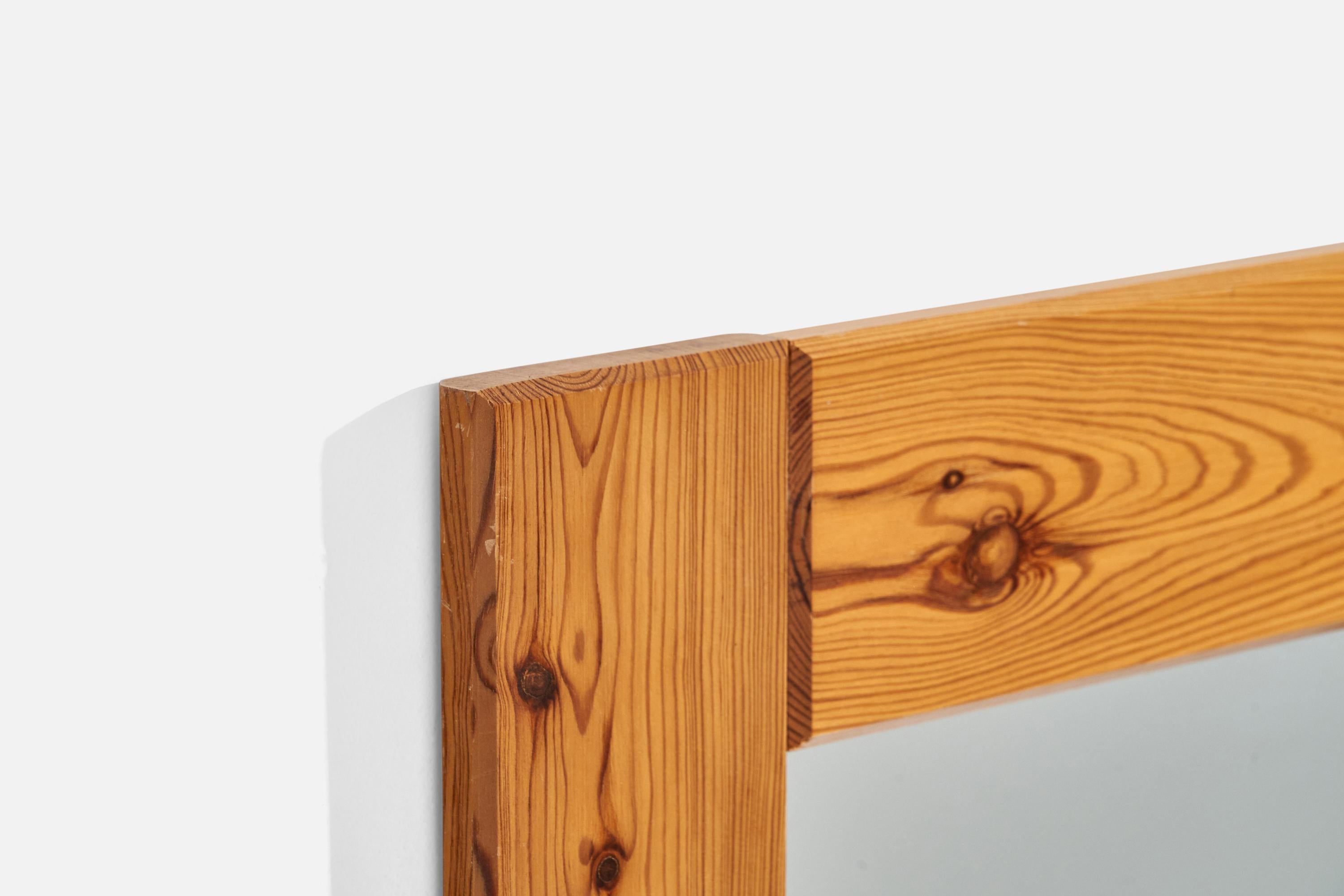 Swedish Designer, Wall Mirror, Solid Pine, Sweden, 1970s In Good Condition For Sale In High Point, NC