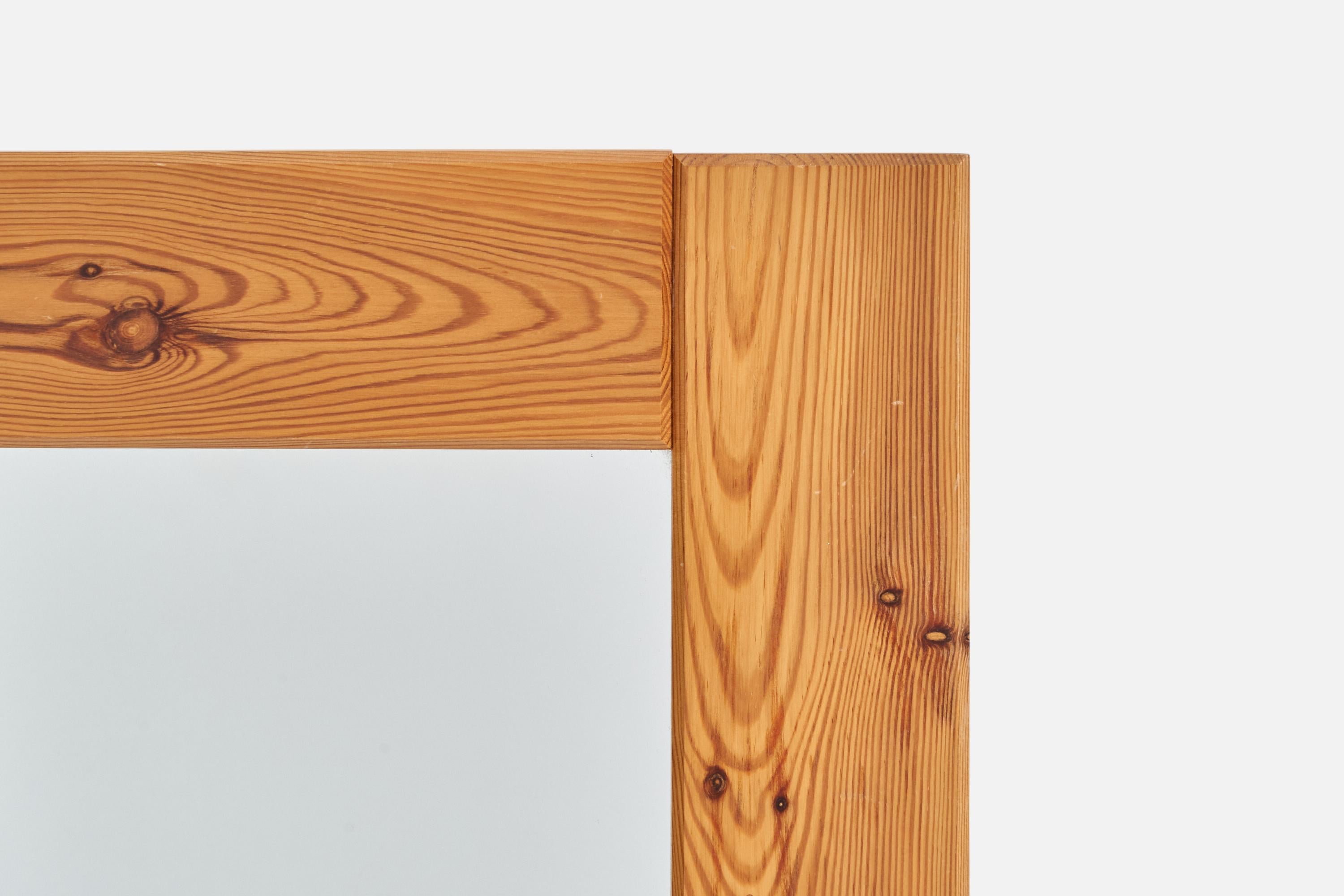 Late 20th Century Swedish Designer, Wall Mirror, Solid Pine, Sweden, 1970s For Sale