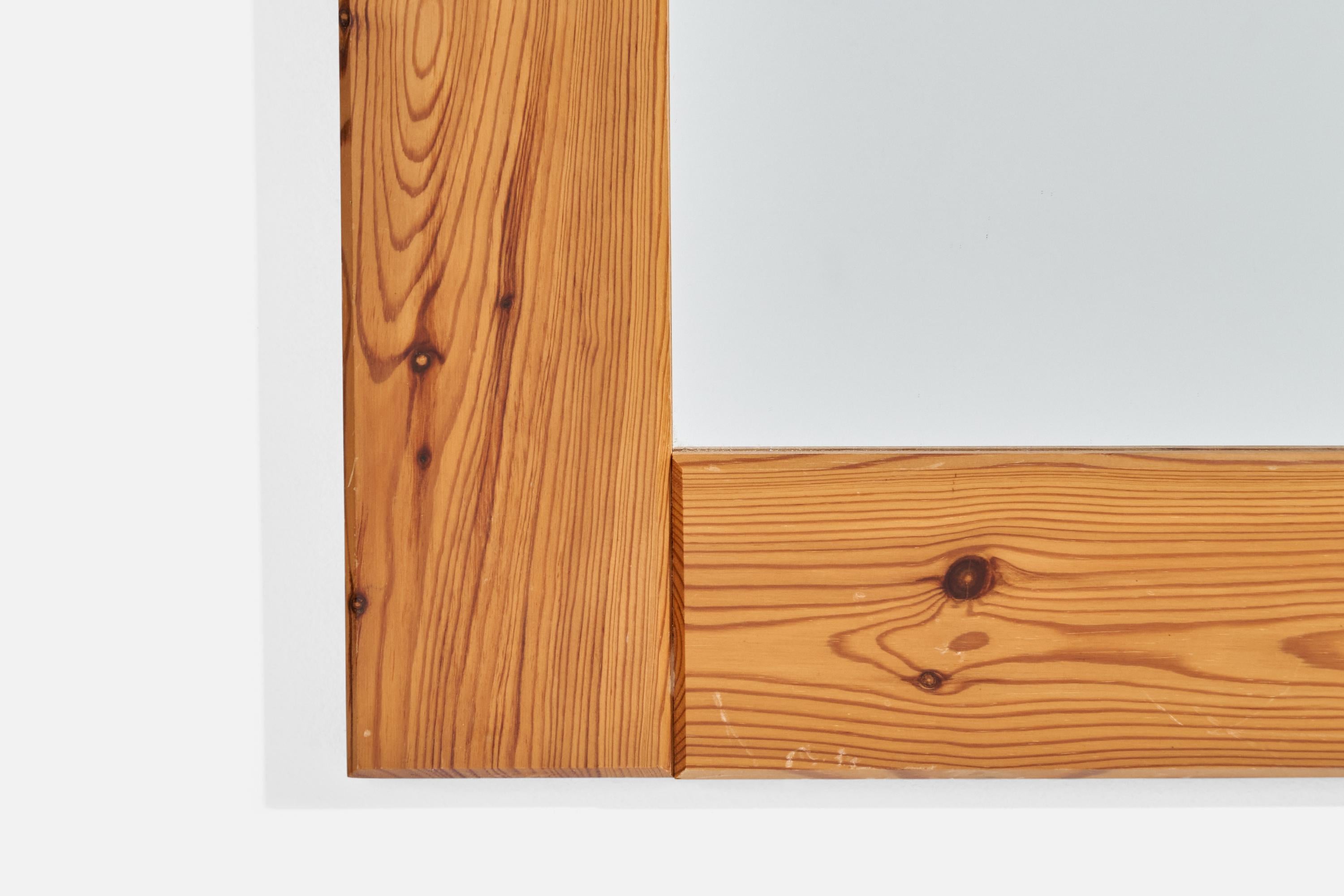 Swedish Designer, Wall Mirror, Solid Pine, Sweden, 1970s For Sale 1