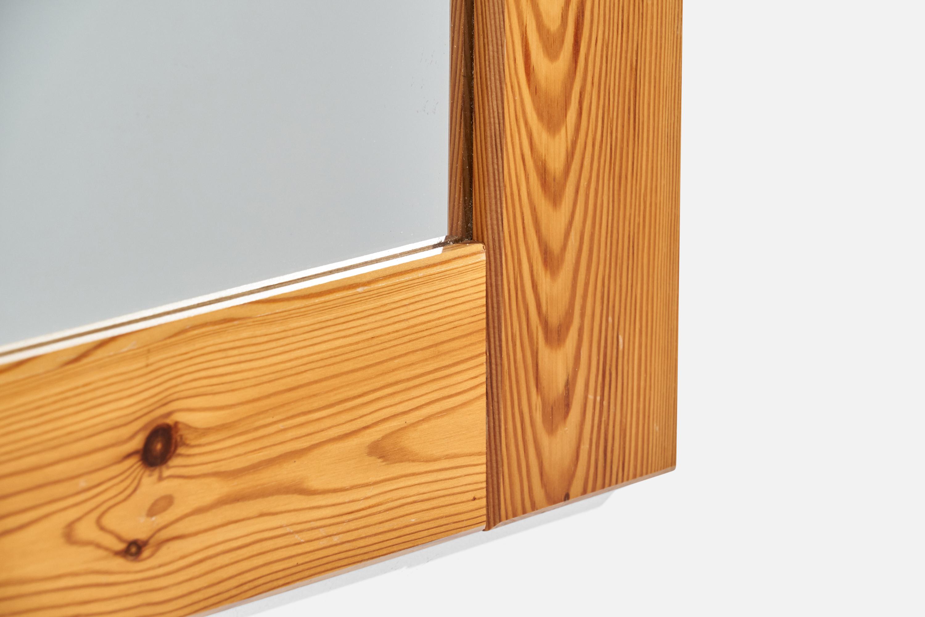 Swedish Designer, Wall Mirror, Solid Pine, Sweden, 1970s For Sale 2