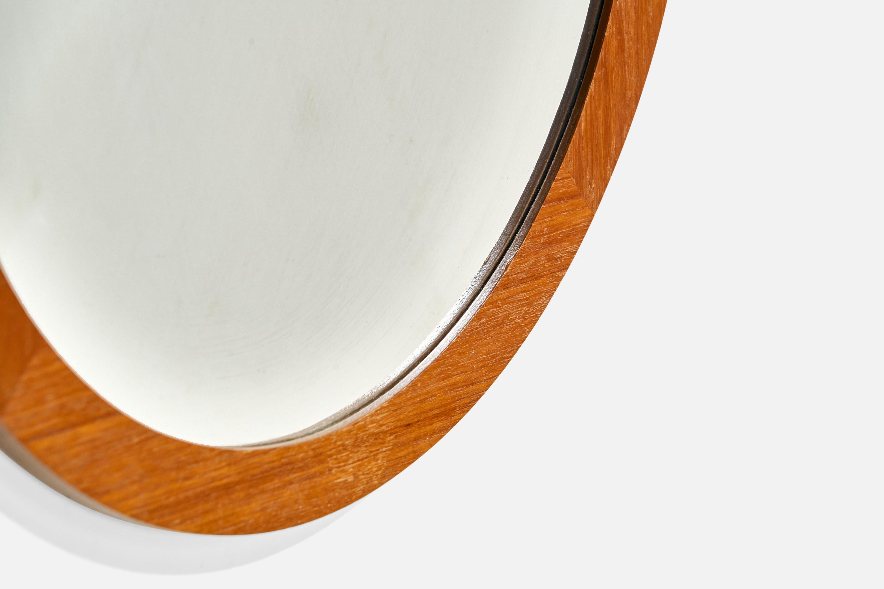 Miroir mural de designer suédois, teck massif, verre miroir, Suède, années 1960 en vente 2