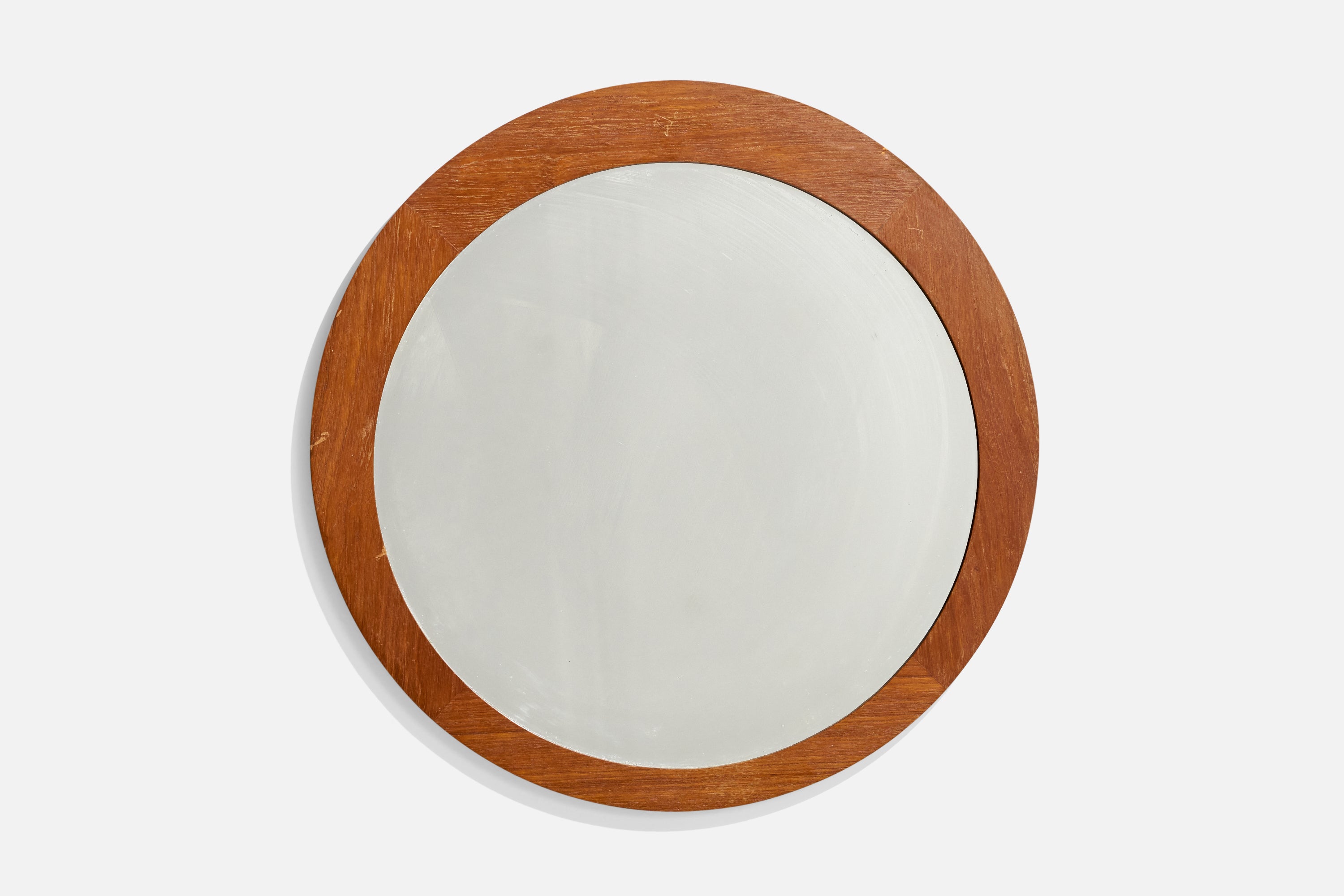 Designer svedese, specchio da parete, teak massiccio, vetro a specchio, Svezia, anni '60