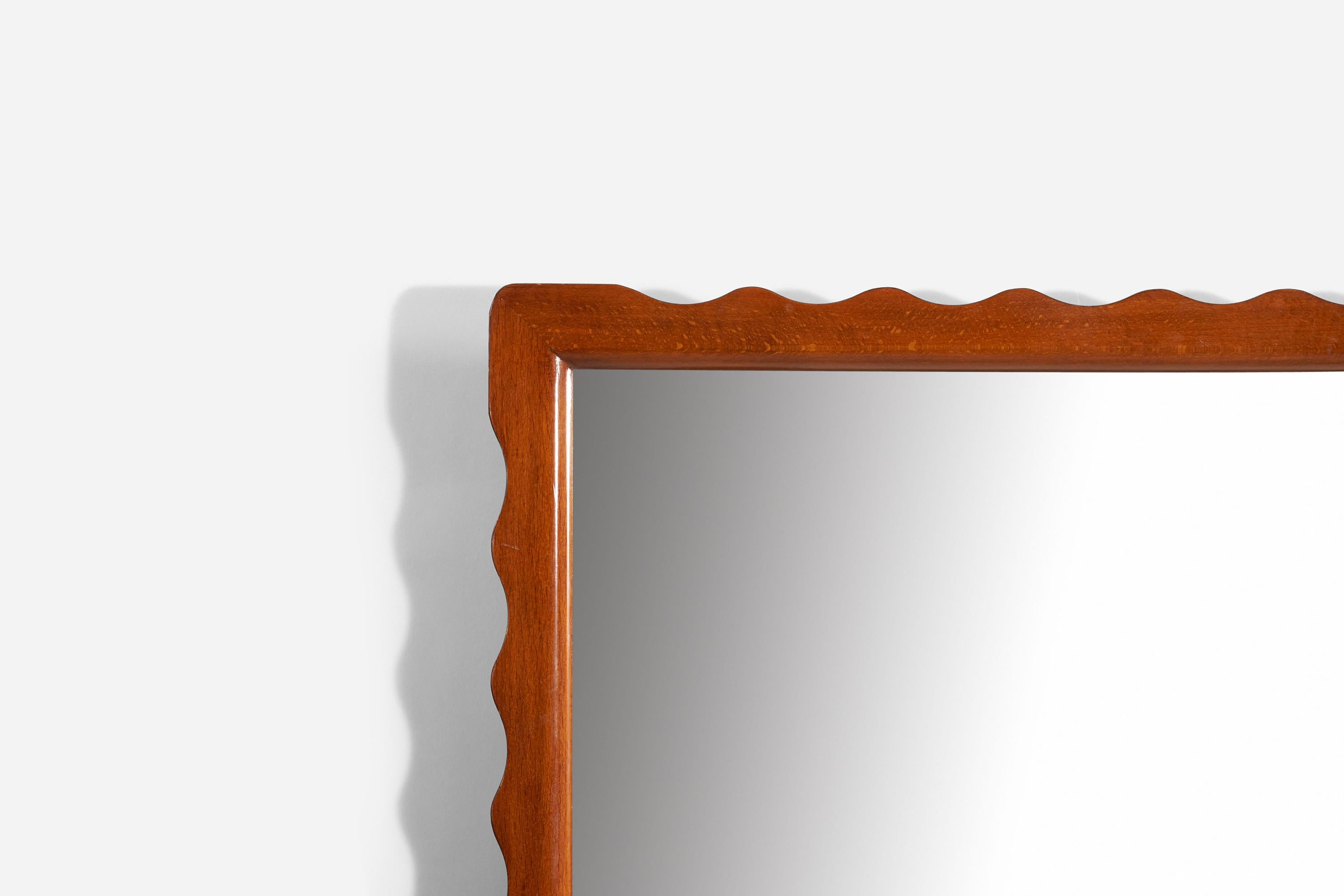 Swedish Designer, Wall Mirror, Solid wood, Mirror Glass, Sweden, 1940s In Good Condition In High Point, NC