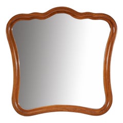 Swedish Designer, Wall Mirror, Solid Wood, Mirror Glass, Sweden, 1940s