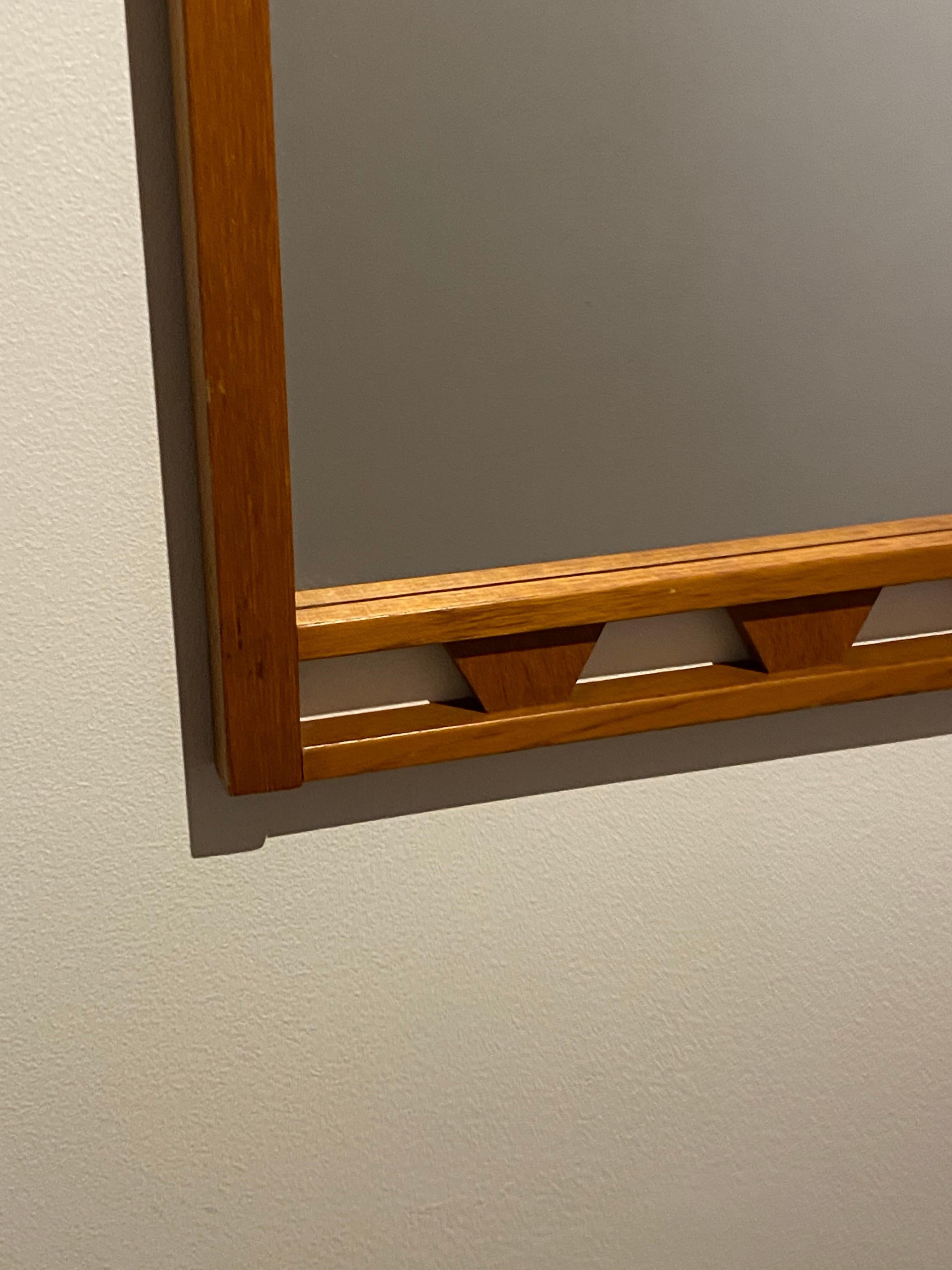 Swedish Designer, Wall Mirror, Stained Oak, 1950s, Sweden In Good Condition In High Point, NC