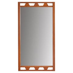 Swedish Designer, Wall Mirror, Stained Oak, Mirror Glass, Sweden, 1950s