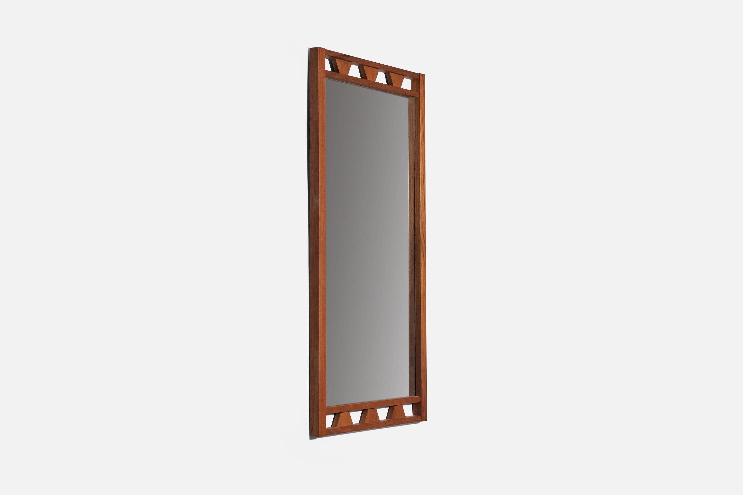 Mid-20th Century Swedish Designer, Wall Mirror, Stained Oak, Sweden, 1950s