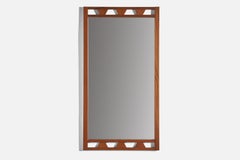 Swedish Designer, Wall Mirror, Stained Oak, Sweden, 1950s