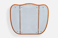 Diseñador sueco, espejo de pared, teca, metal, Suecia, años 50