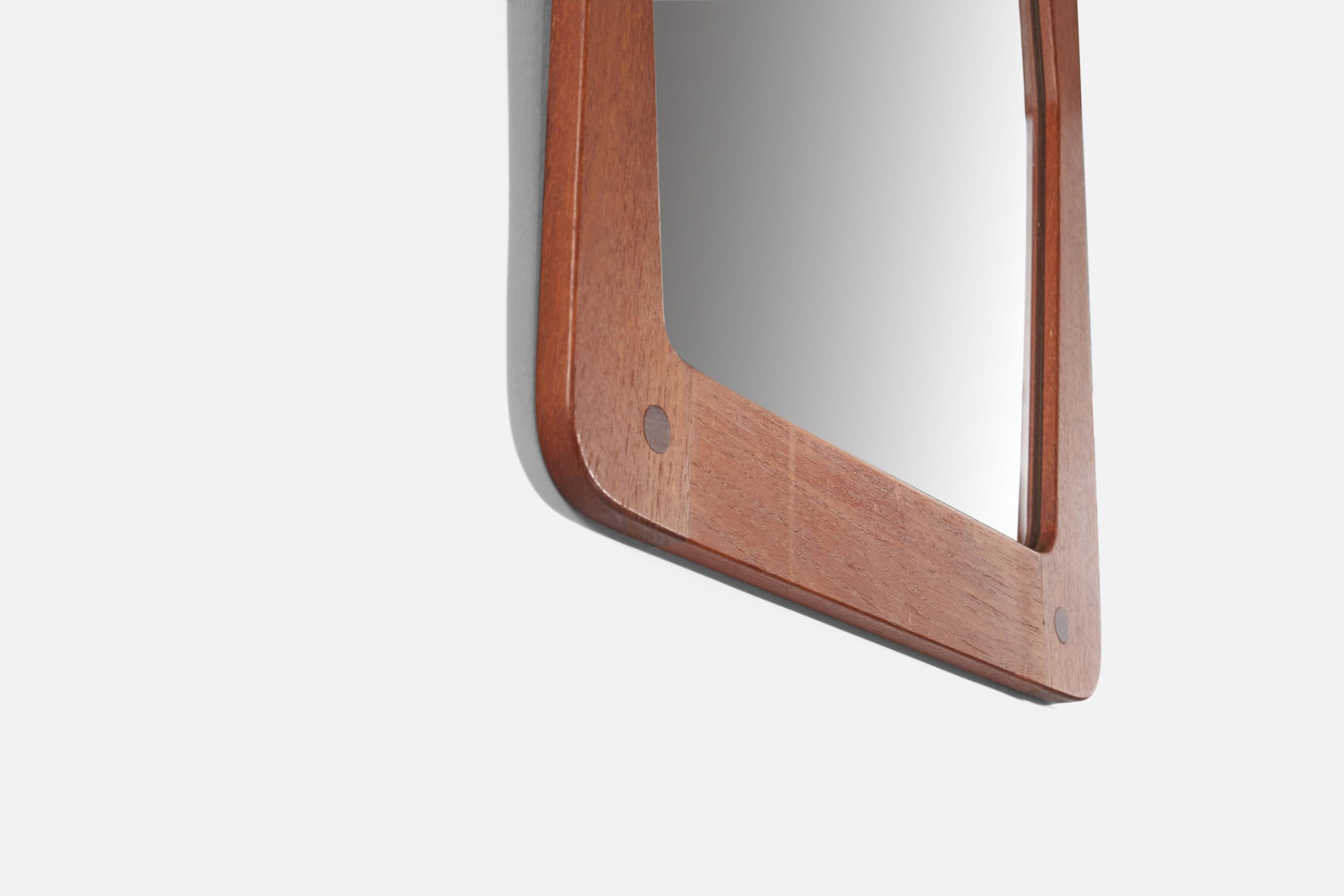 Swedish Designer, Wall Mirror, Teak, Mirror Glass, Sweden, 1950s For Sale 1