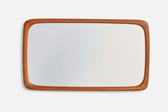 Swedish Designer, Wall Mirror, Teak, Sweden, 1950s