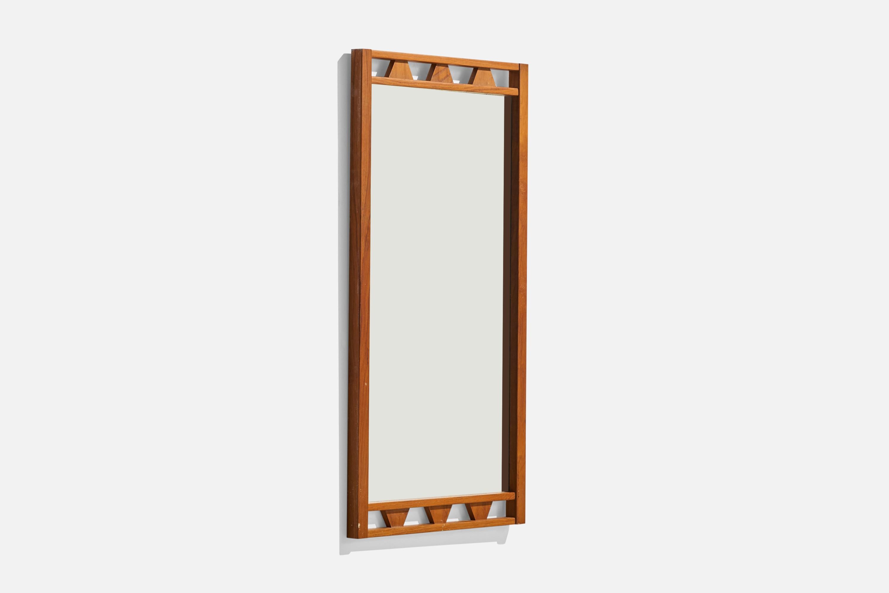 Diseñador sueco, Espejo de pared, Teca, Suecia, años 50 Moderno de mediados de siglo en venta