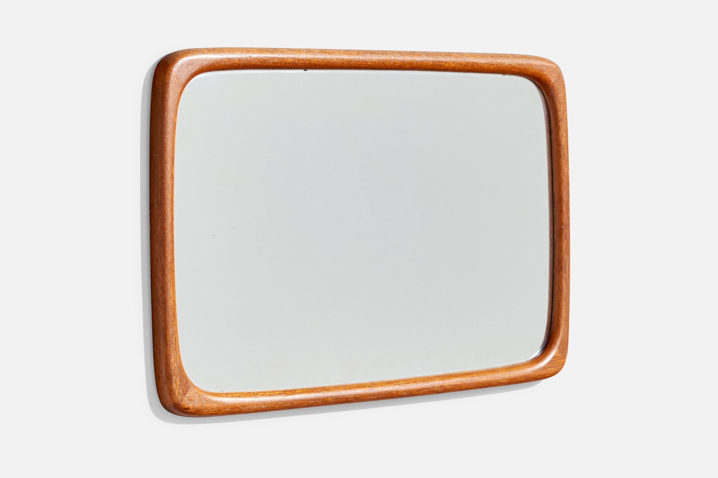 Mid-Century Modern Swedish Designer, Wall Mirror, Teak, Sweden, 1950s For Sale