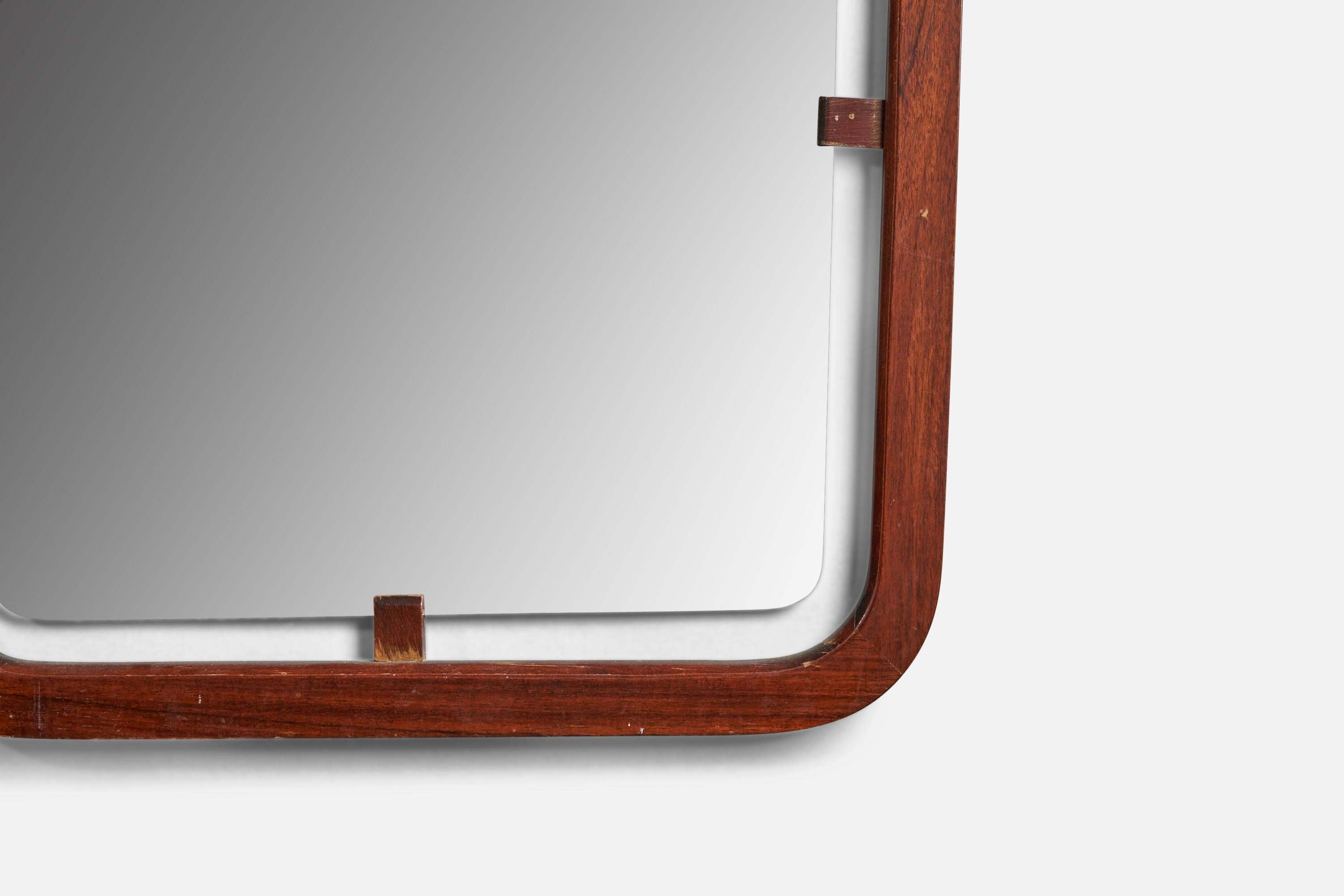 Swedish Designer, Wall Mirror, Teak, Sweden, 1950s In Good Condition For Sale In High Point, NC
