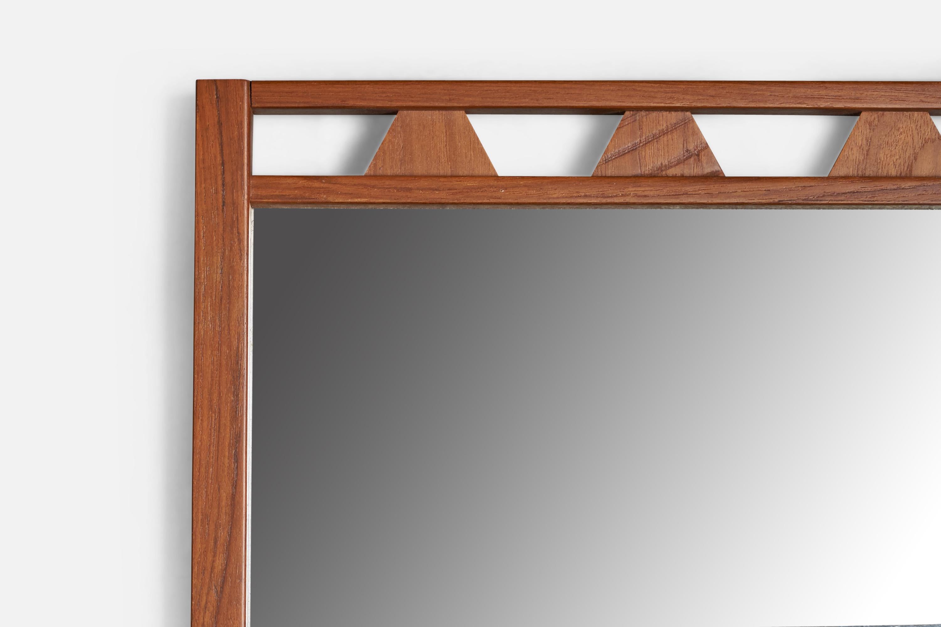 Swedish Designer, Wall Mirror, Teak, Sweden, 1950s In Good Condition For Sale In High Point, NC