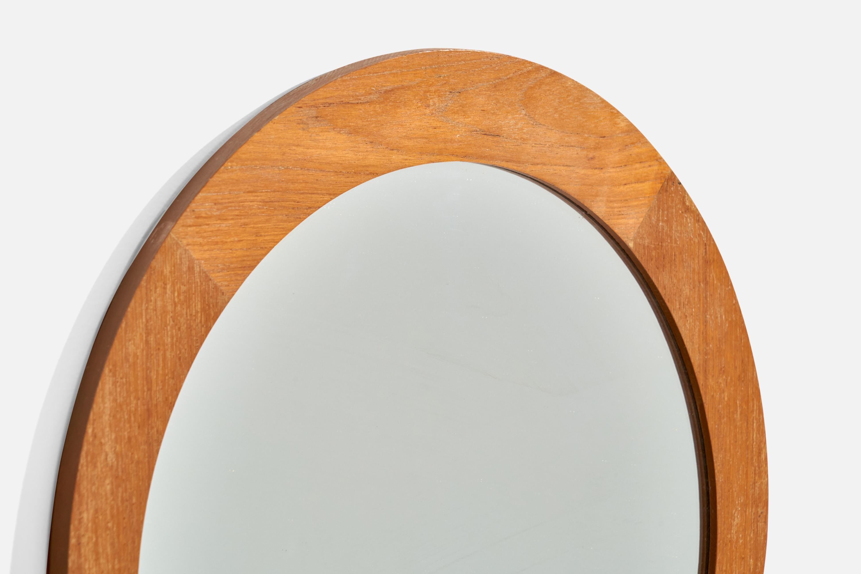 Milieu du XXe siècle Designer suédois, miroir mural, teck, Suède, années 1950 en vente