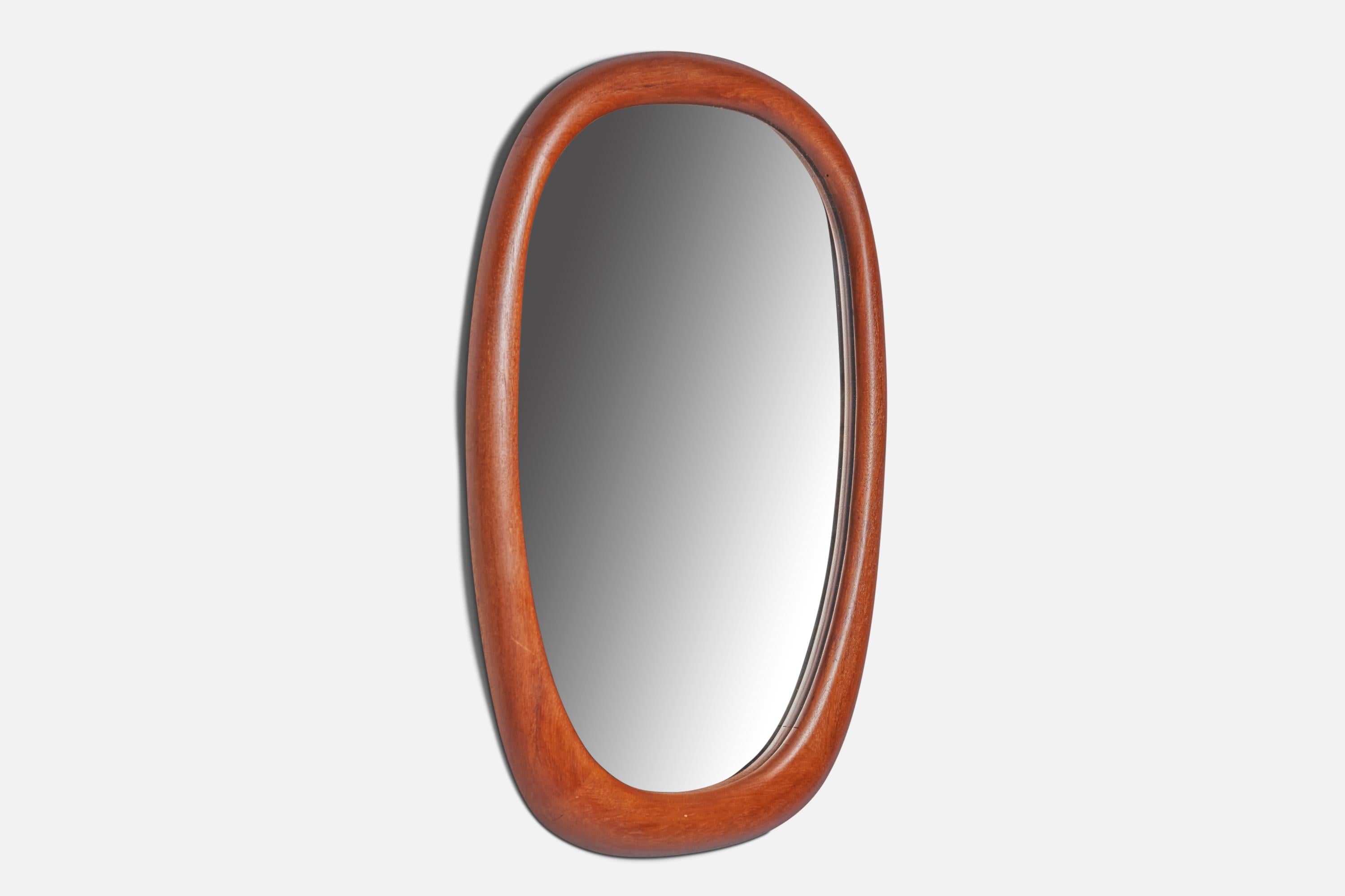 Mid-20th Century Swedish Designer, Wall Mirror, Teak, Sweden, 1950s