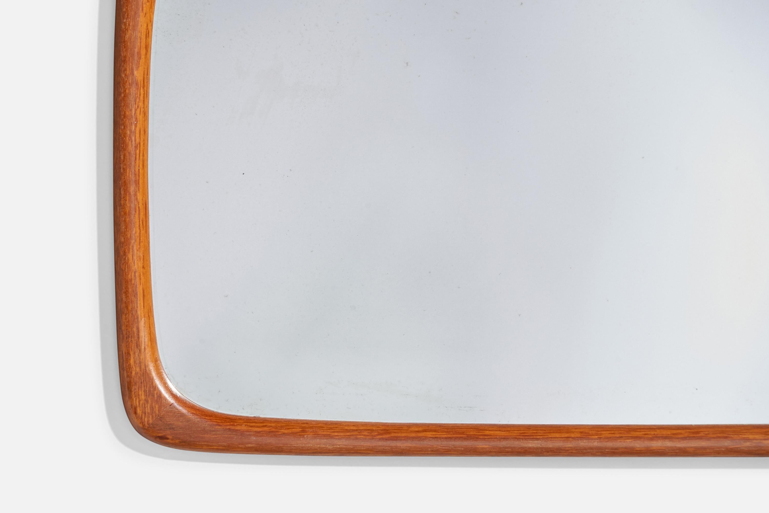 Swedish Designer, Wall Mirror, Teak, Sweden, 1950s For Sale 1