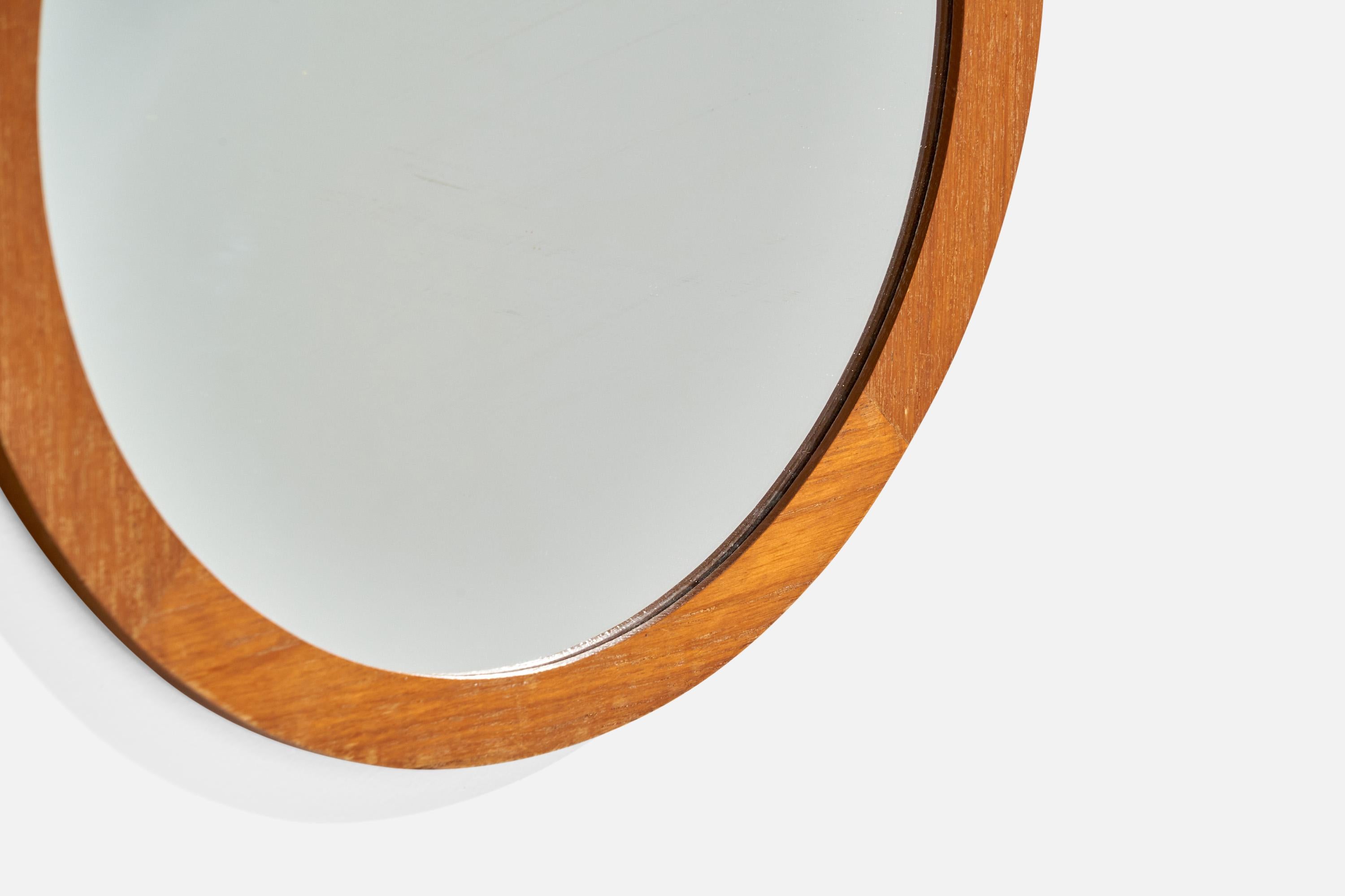 Designer suédois, miroir mural, teck, Suède, années 1950 en vente 2
