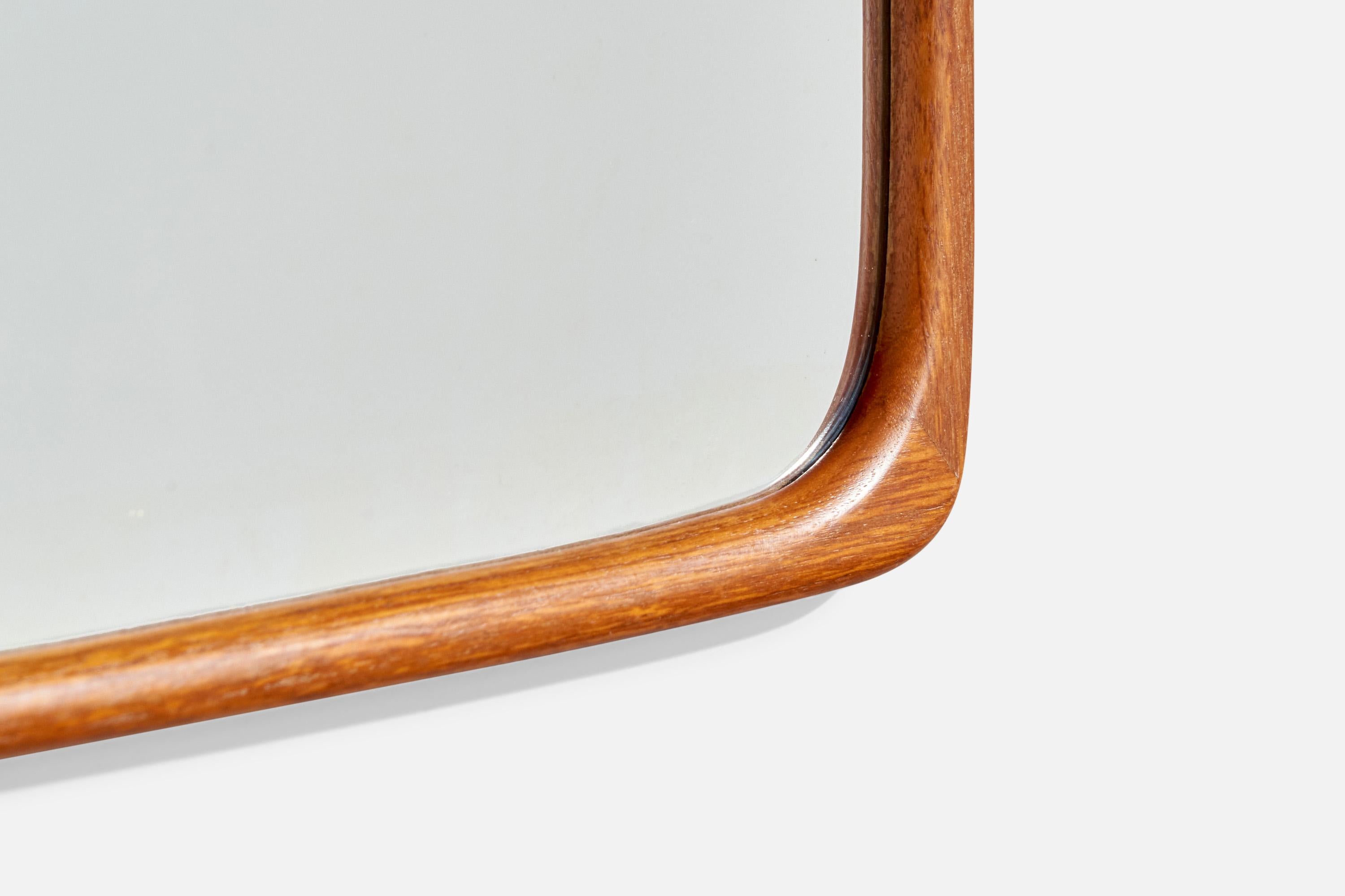 Swedish Designer, Wall Mirror, Teak, Sweden, 1950s For Sale 2