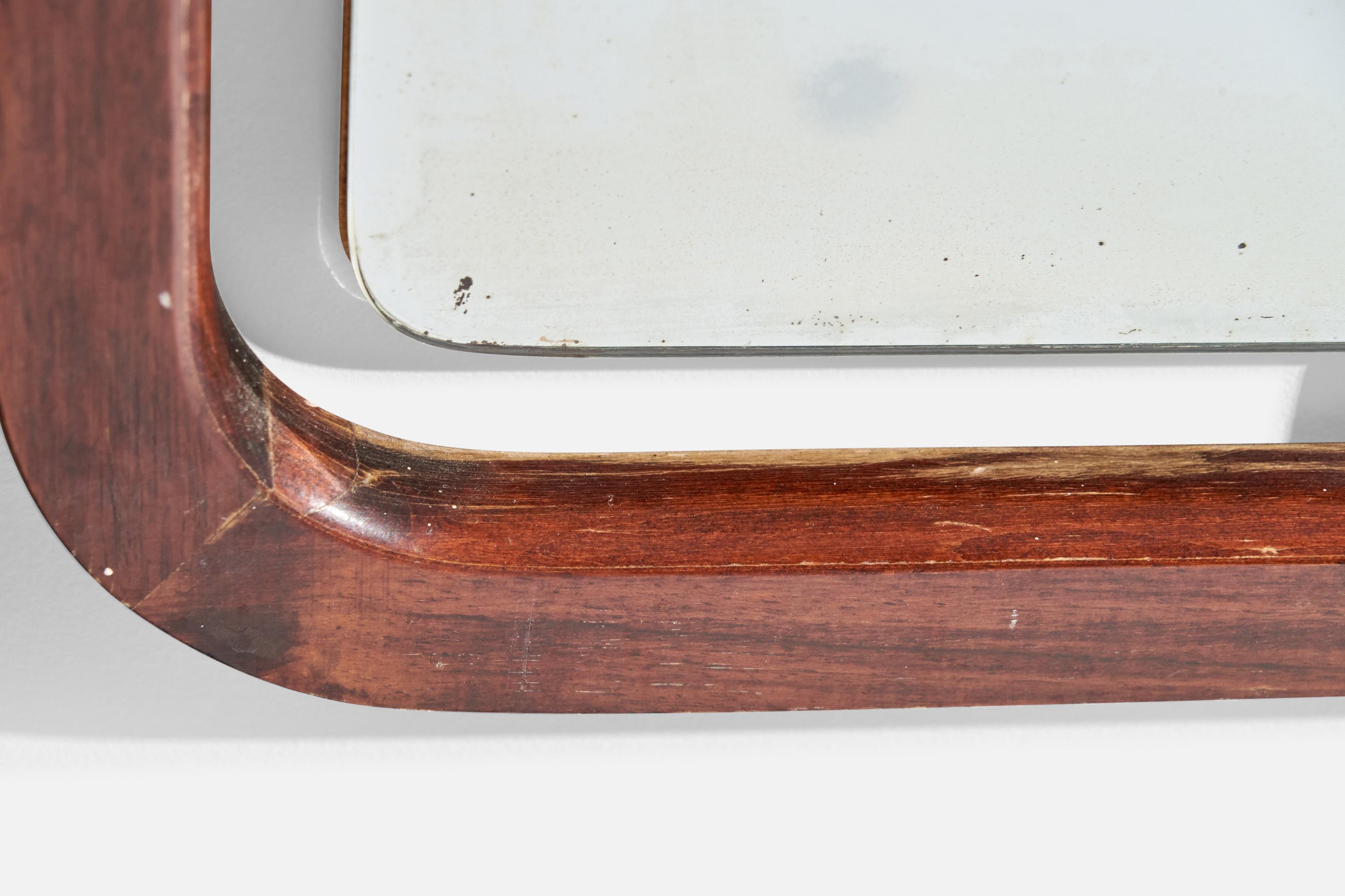 Schwedischer Designer, Wandspiegel, Teakholz, Schweden, 1950er Jahre im Angebot 2