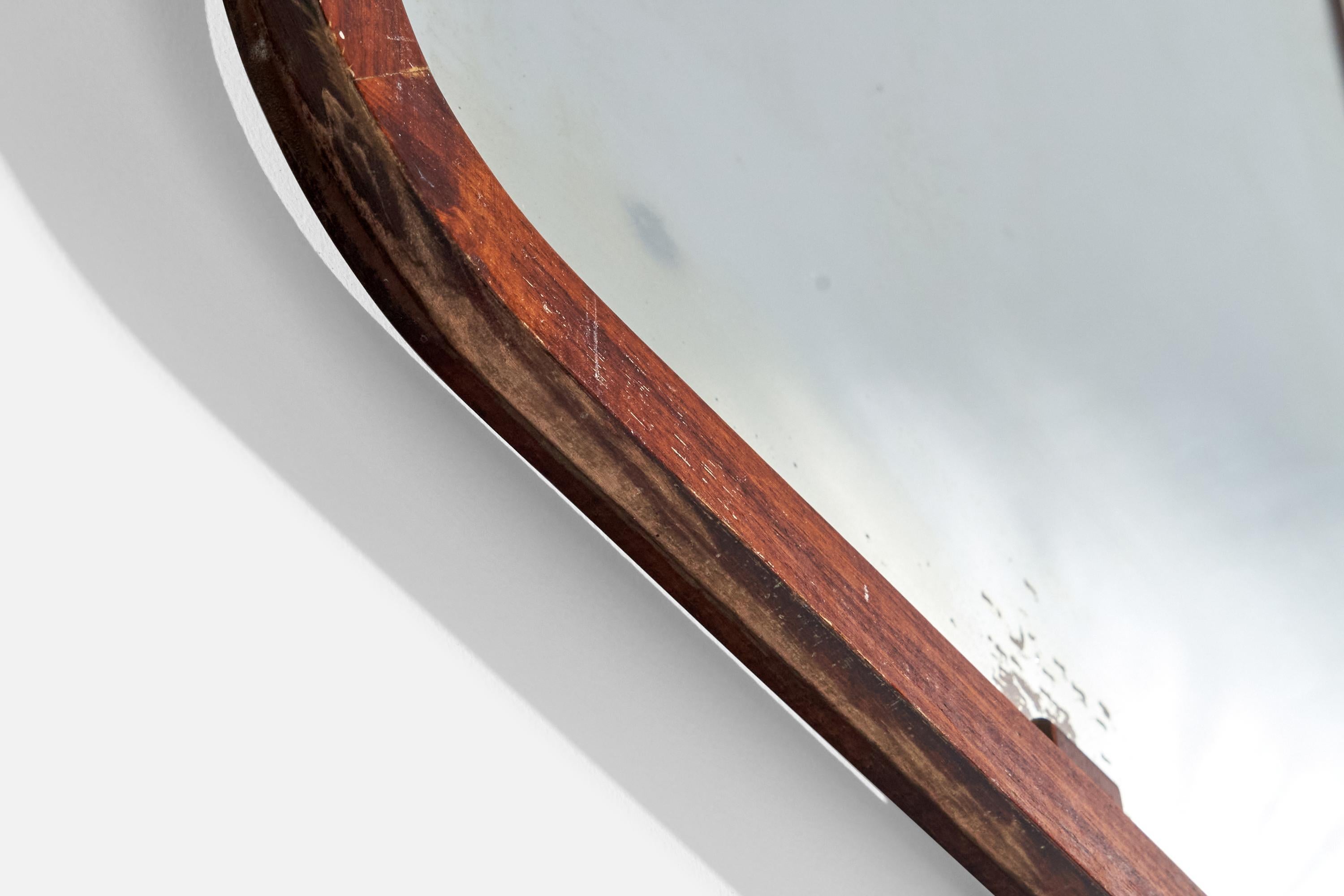 Schwedischer Designer, Wandspiegel, Teakholz, Schweden, 1950er Jahre im Angebot 3