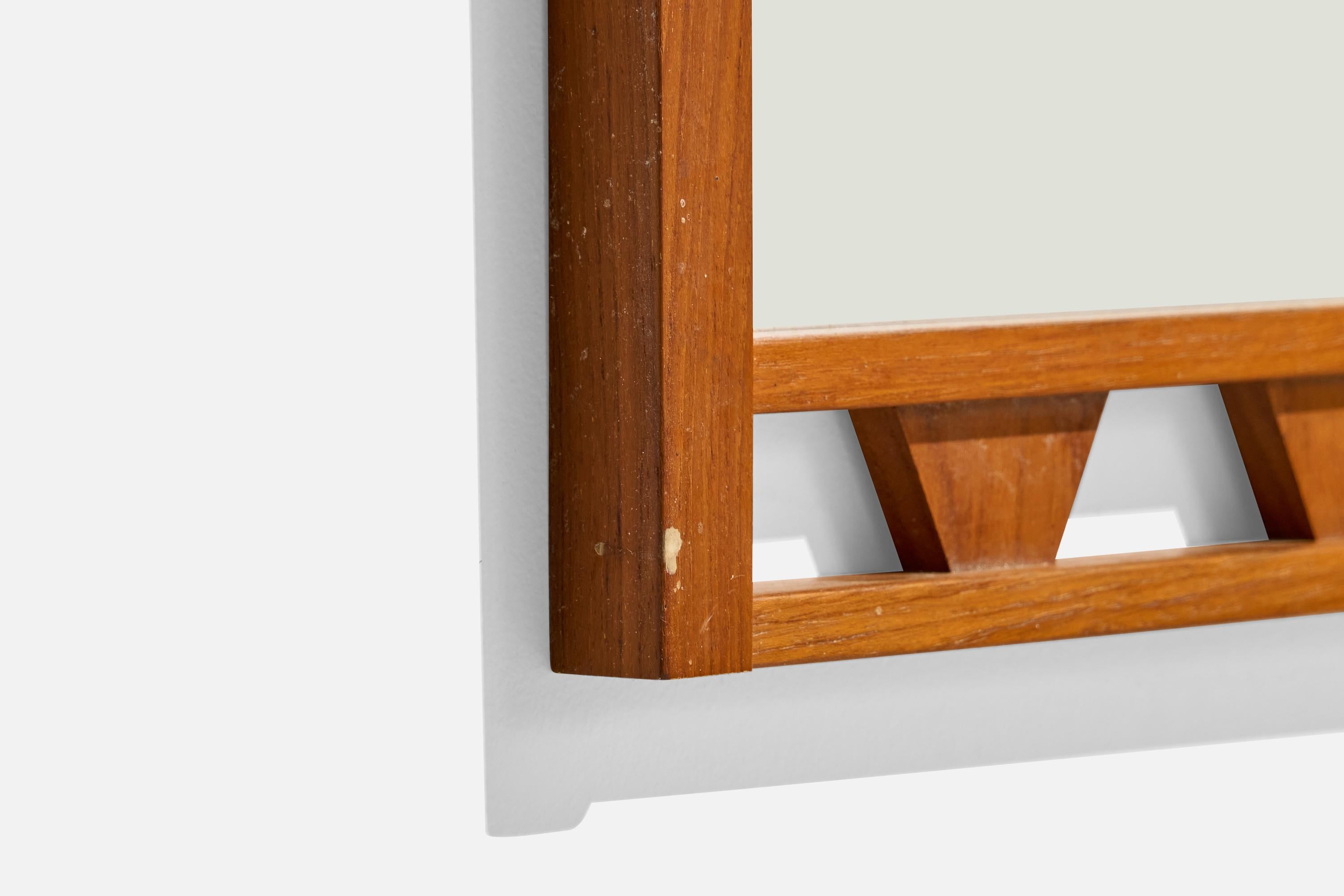 Diseñador sueco, Espejo de pared, Teca, Suecia, años 50 en venta 3
