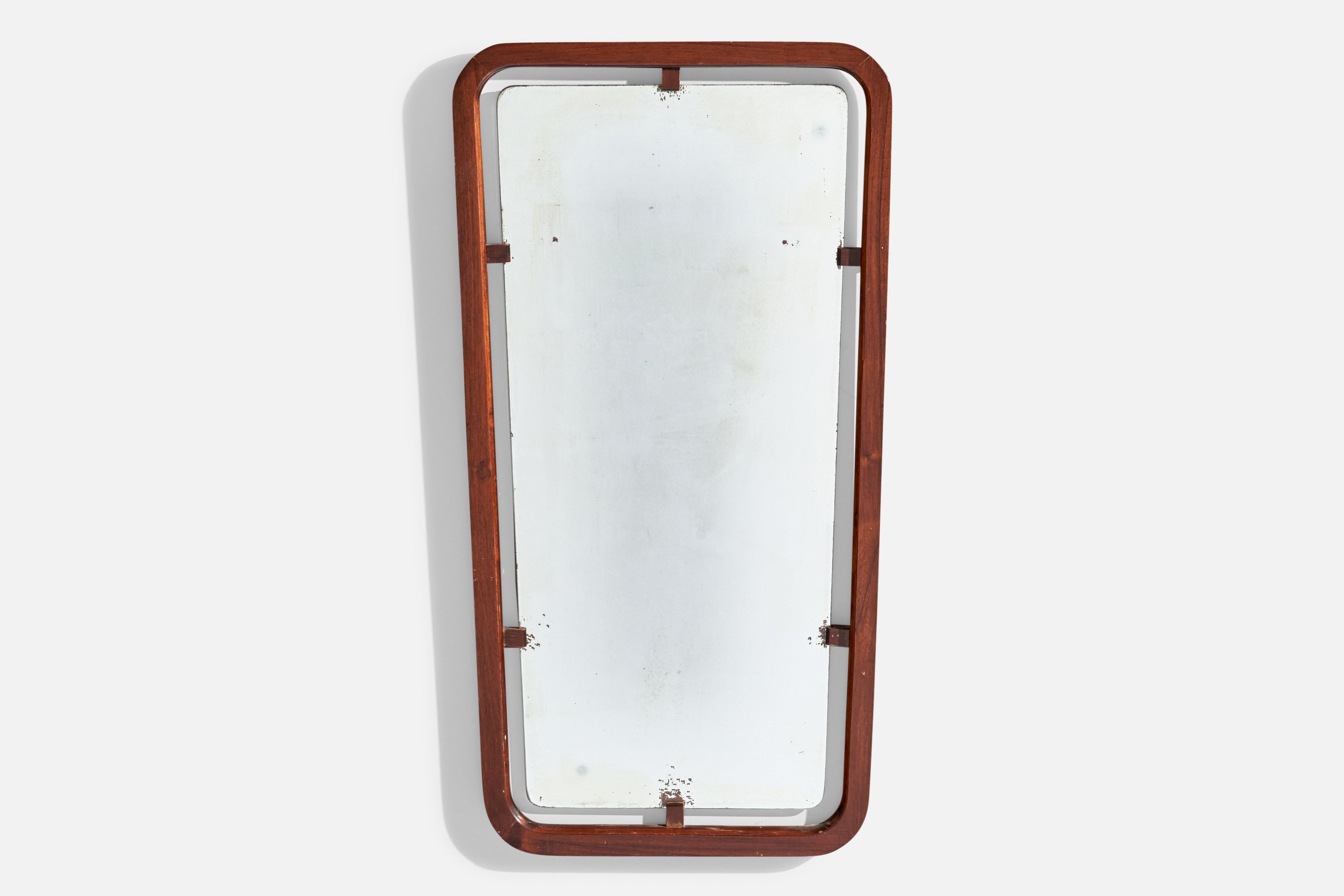 Specchio da parete di design svedese, Teak, Svezia, anni '50