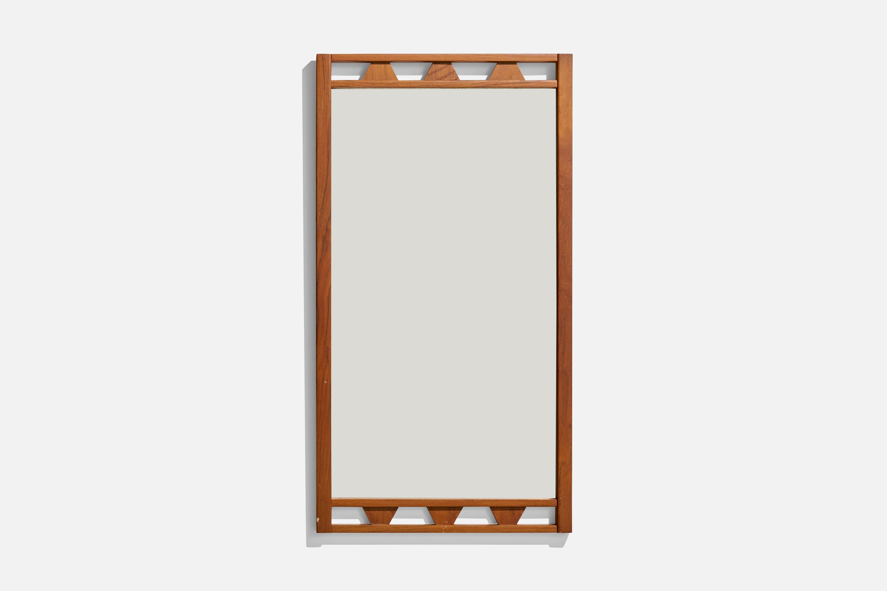 Swedish Designer, Wall Mirror, Teak, Sweden, 1950s
