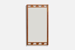 Diseñador sueco, Espejo de pared, Teca, Suecia, años 50