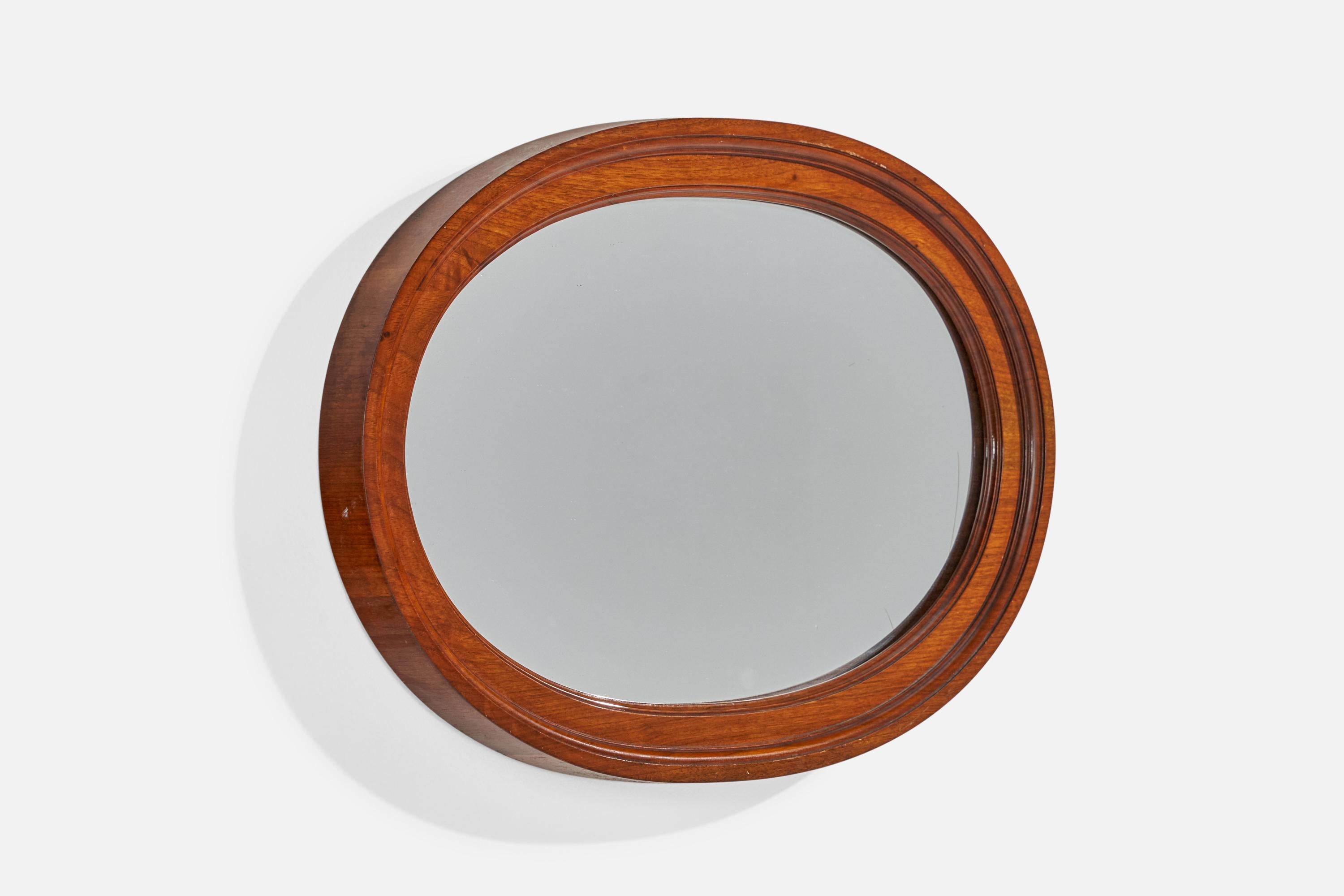 Swedish Designer, Wall Mirror, Walnut, Sweden, 1930s In Good Condition For Sale In High Point, NC