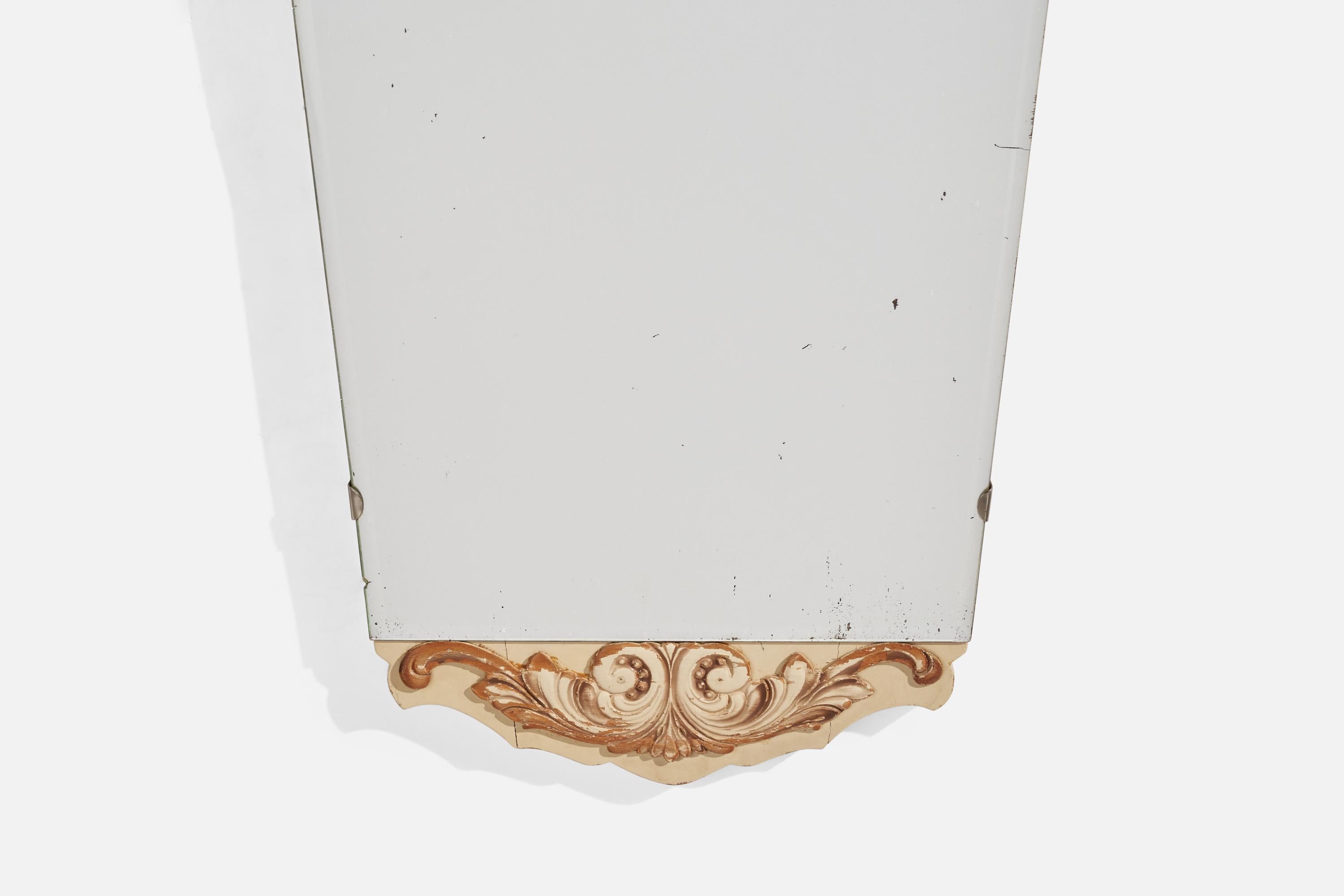 Swedish Designer, Wall Mirror, Wood, Metal, Sweden, 1930s In Good Condition For Sale In High Point, NC