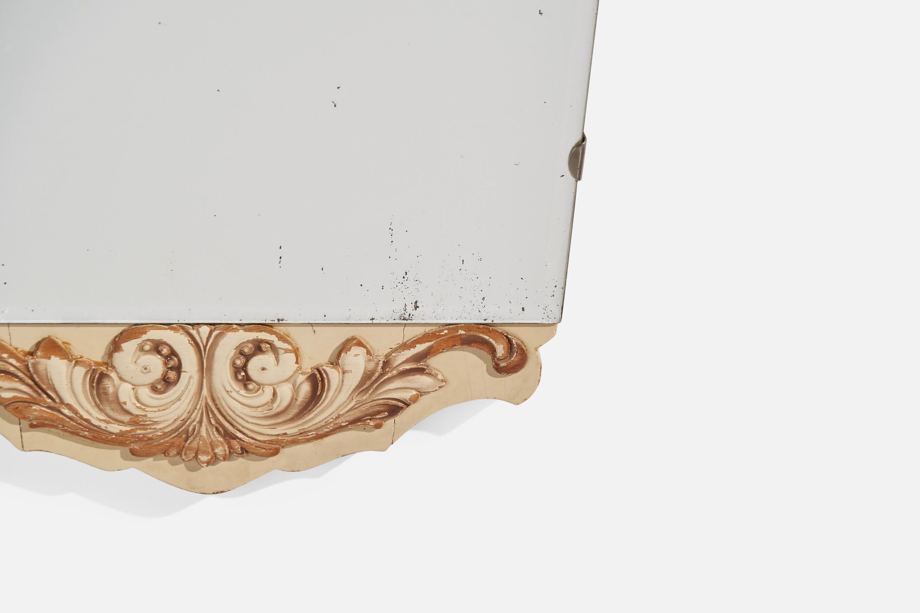 Mid-20th Century Swedish Designer, Wall Mirror, Wood, Metal, Sweden, 1930s For Sale