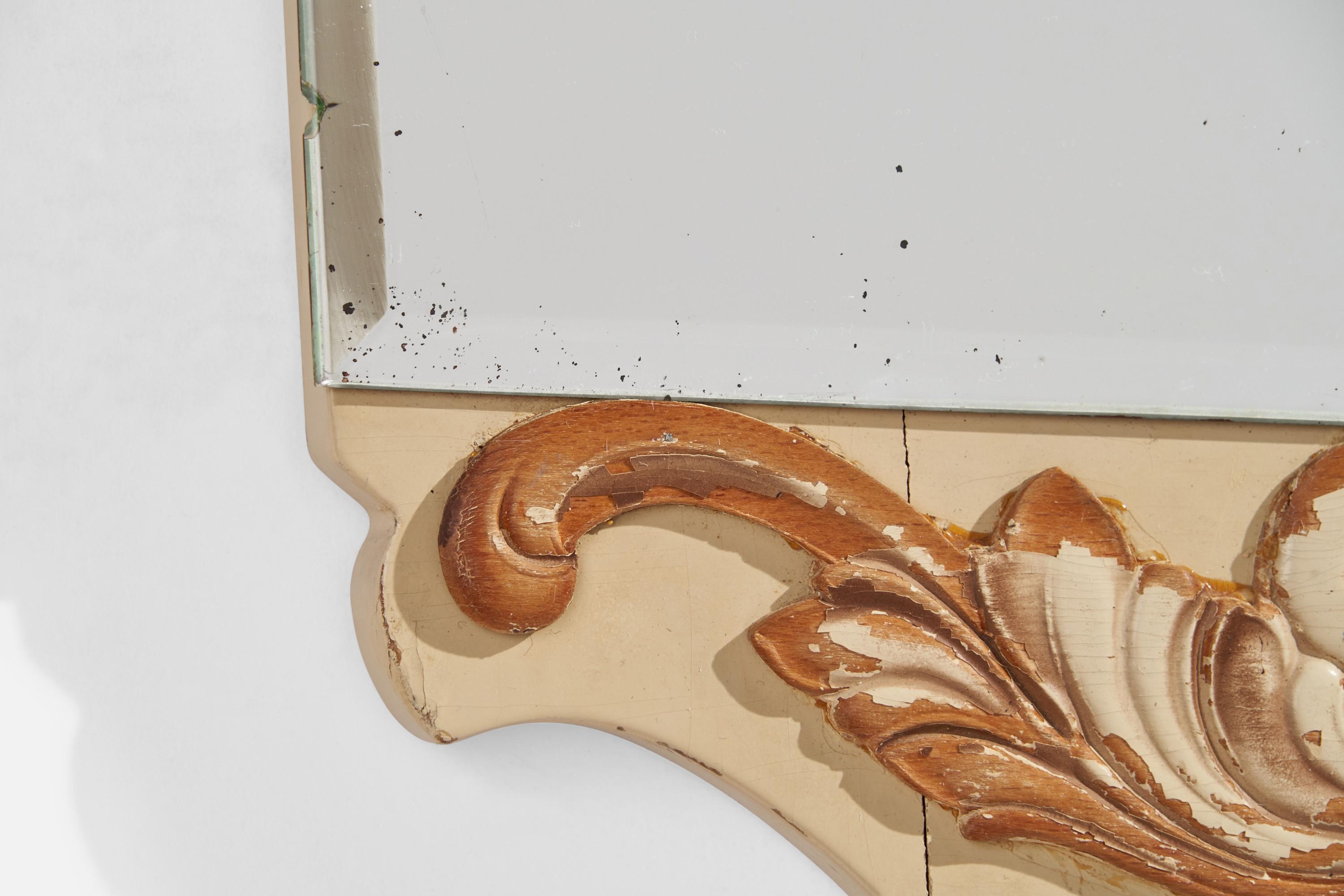Swedish Designer, Wall Mirror, Wood, Metal, Sweden, 1930s For Sale 2
