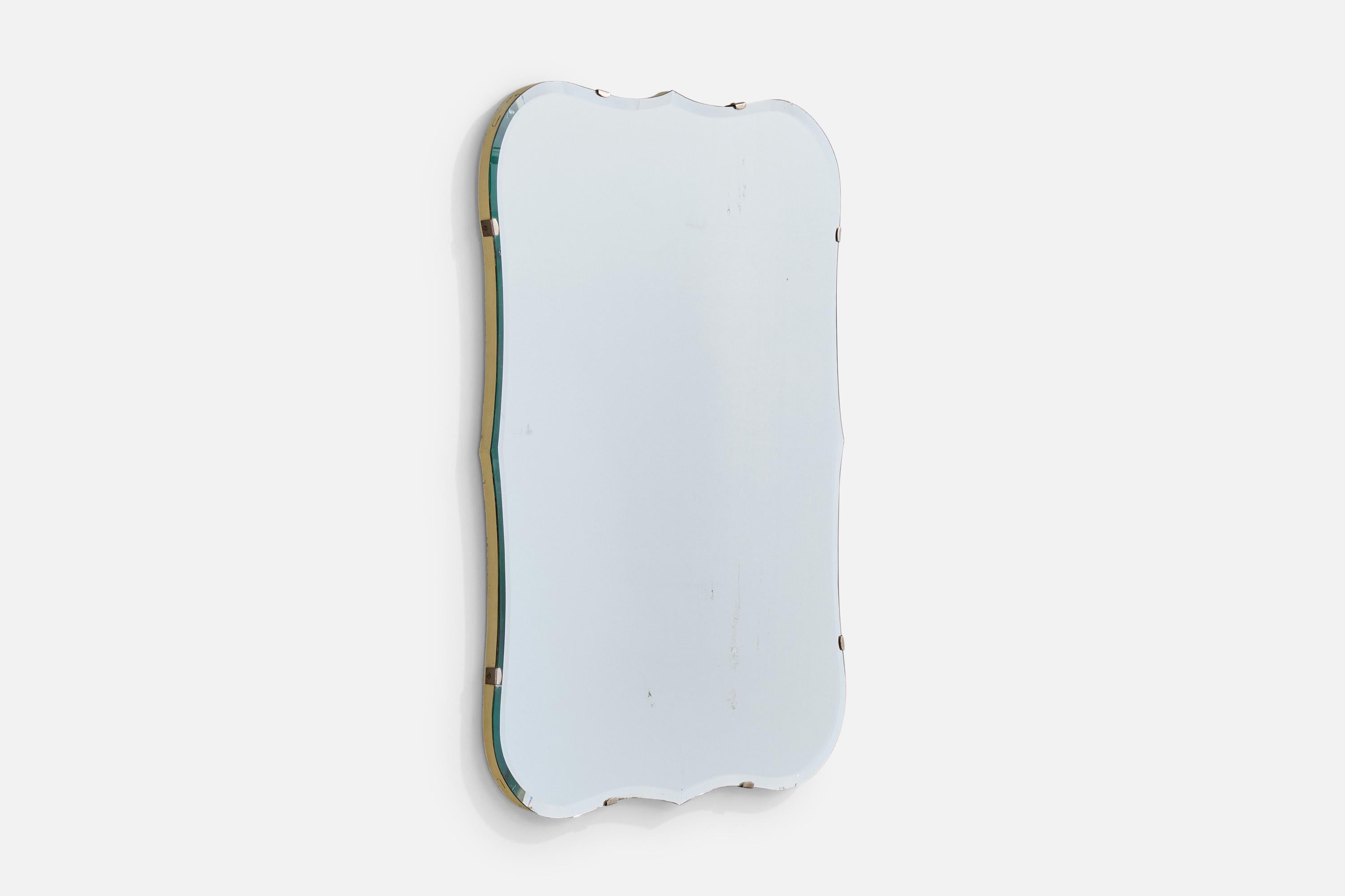 Scandinavian Modern Swedish Designer, Wall Mirror, Wood, Metal, Sweden, 1940s For Sale