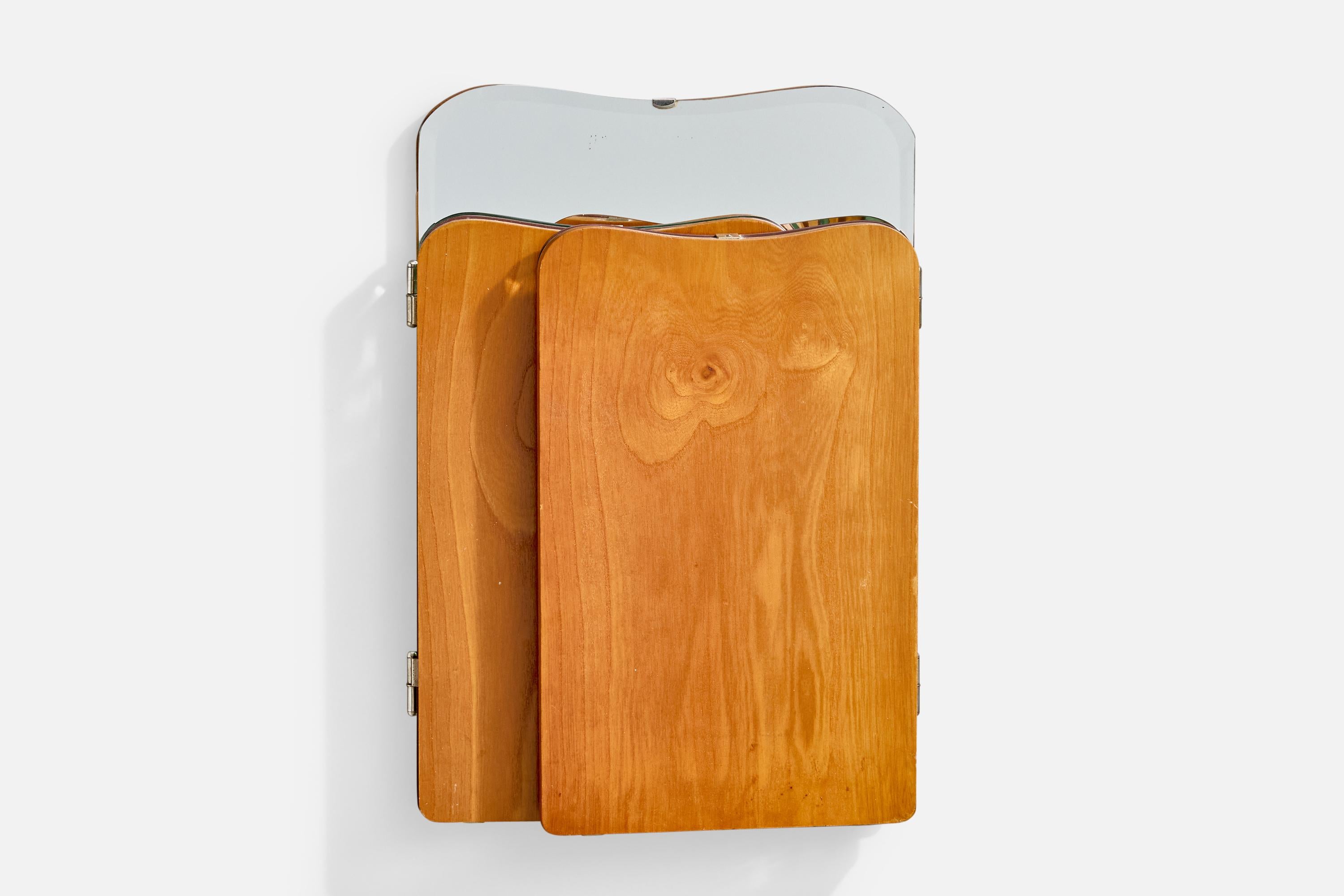 Suédois Designer suédois, miroir mural, bois, métal, Suède, années 1950 en vente
