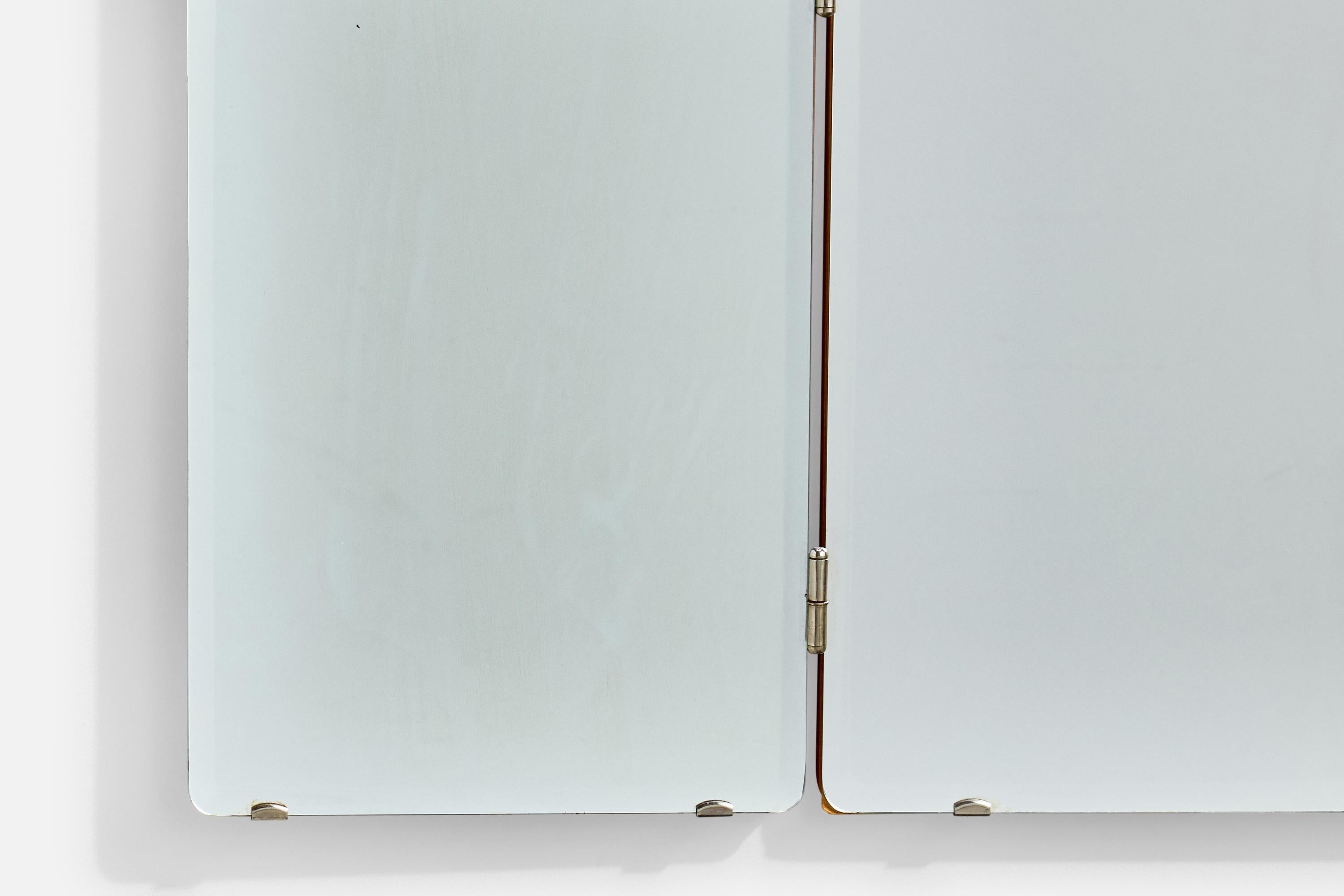 Designer suédois, miroir mural, bois, métal, Suède, années 1950 en vente 2