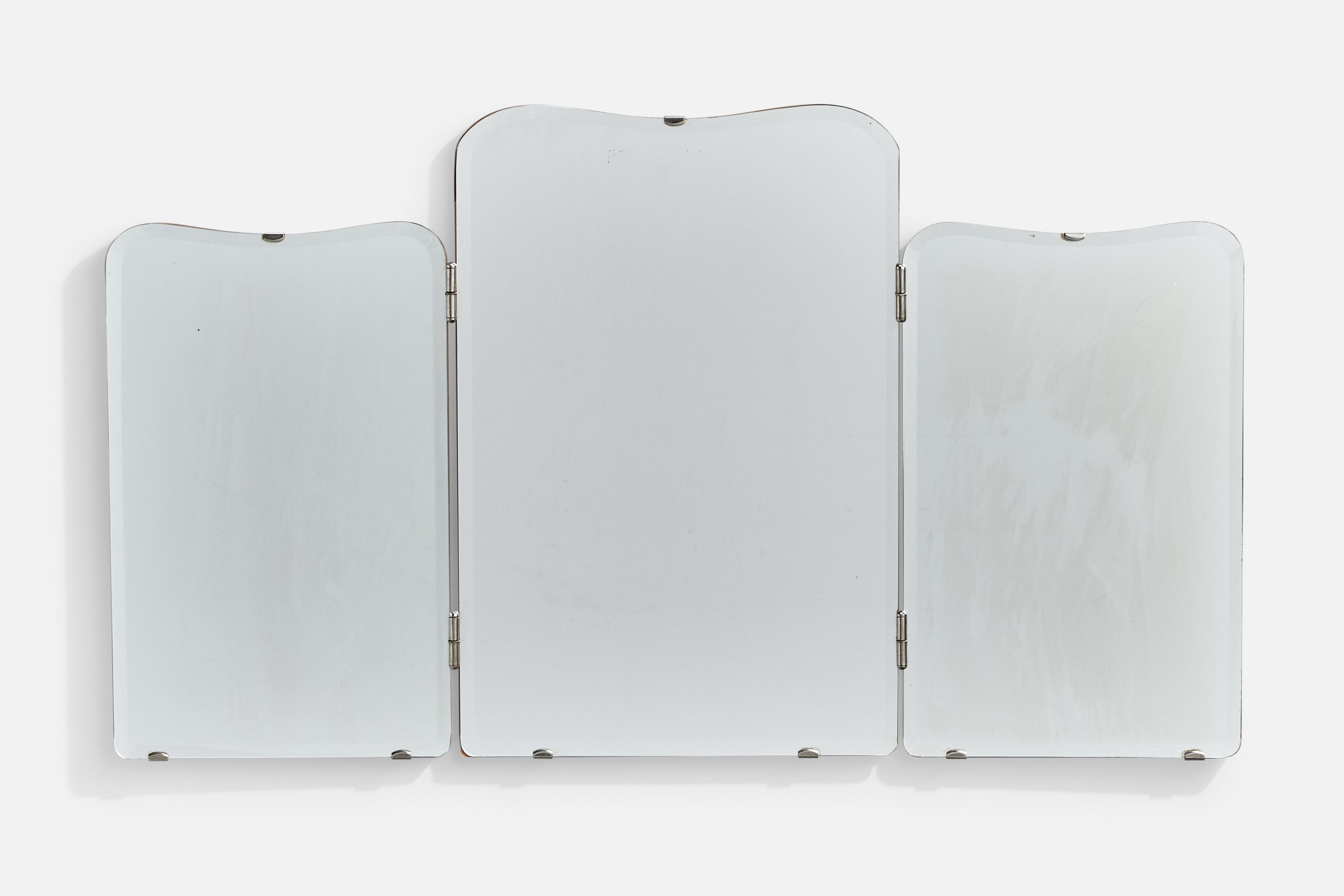 Designer suédois, miroir mural, bois, métal, Suède, années 1950 en vente