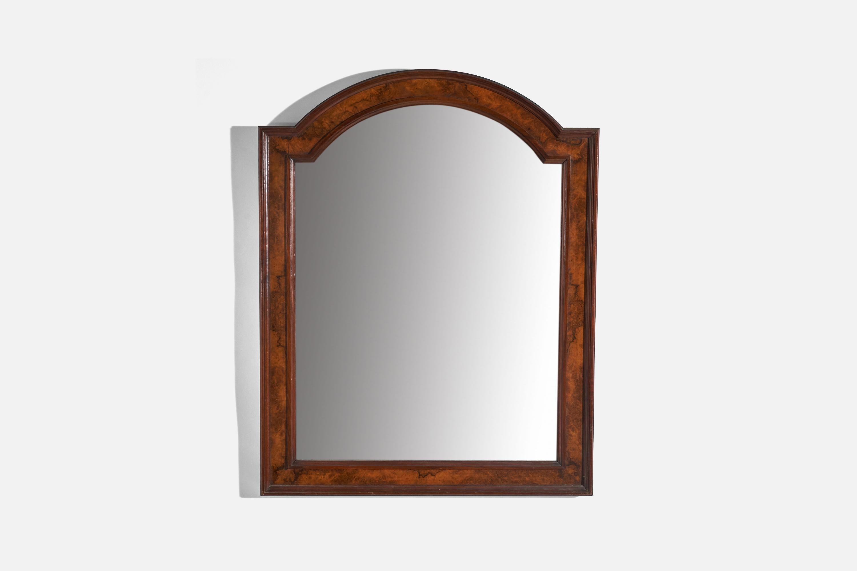 A wooden wall mirror designed and produced in Sweden, 1930s. 

