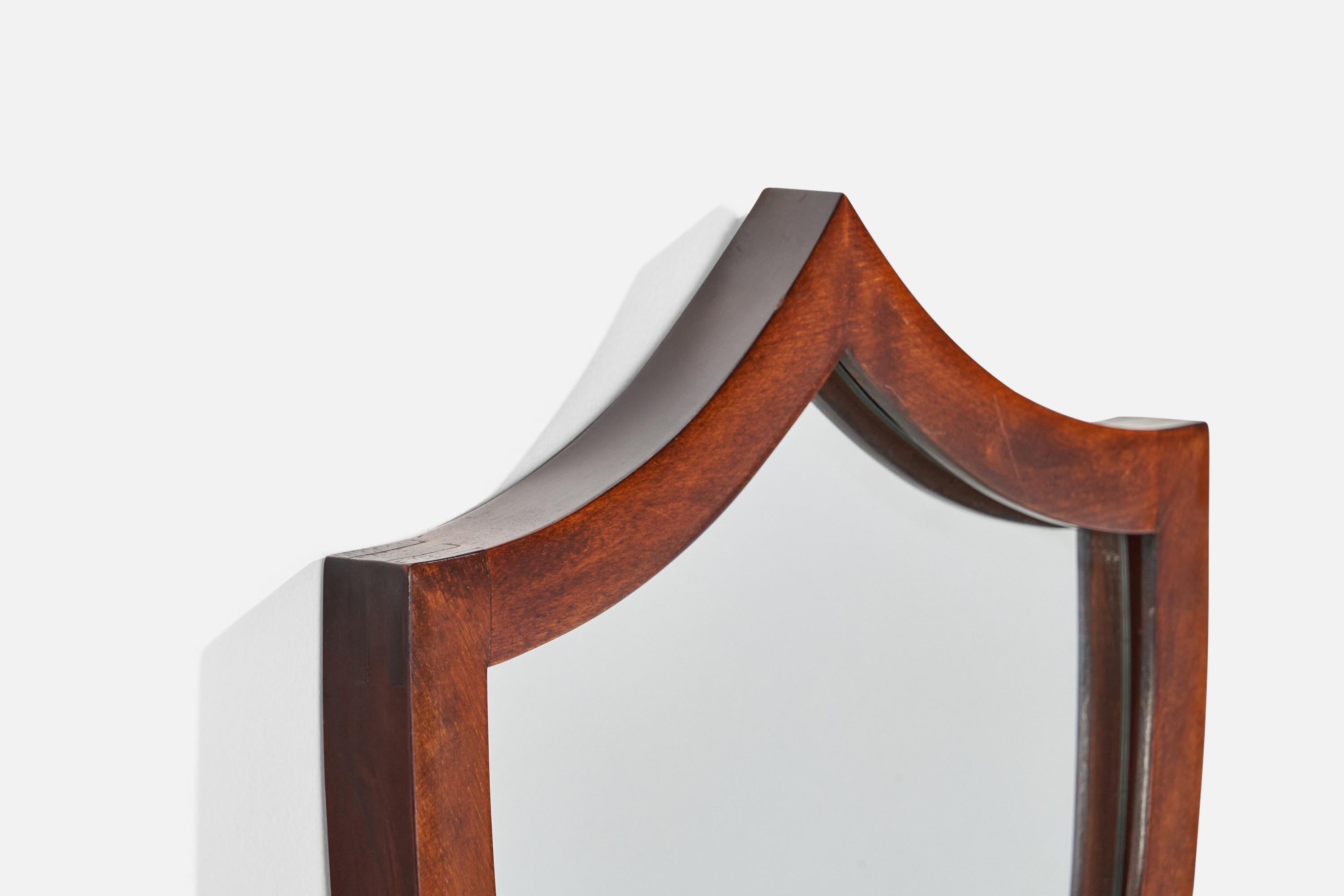 Svedese Designer svedese, specchio da parete, Wood, vetro a specchio, Svezia, anni '1940 in vendita
